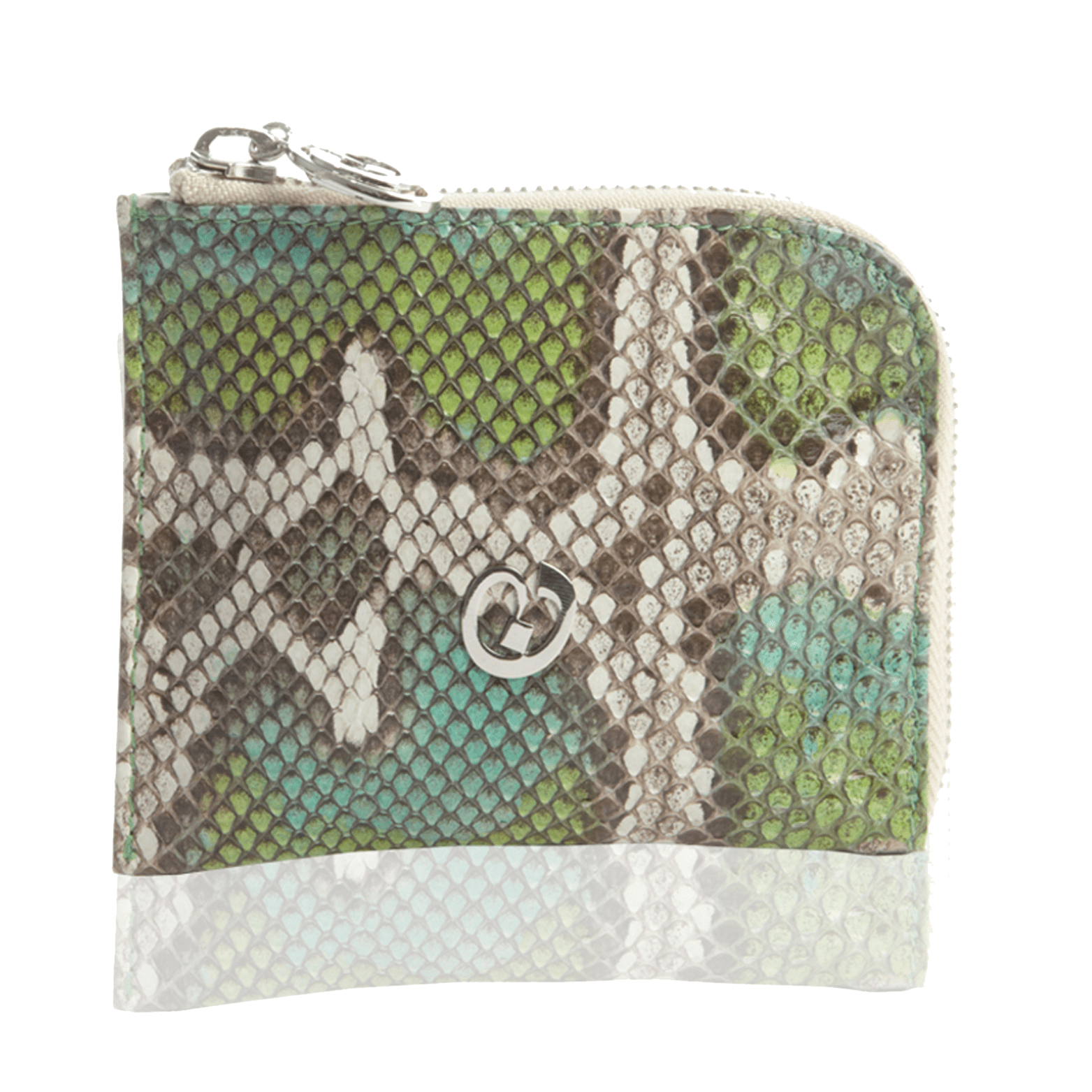 FL by NADA SAWAYA Wallet Turquoise Small Square Zip-Around Python Wallet