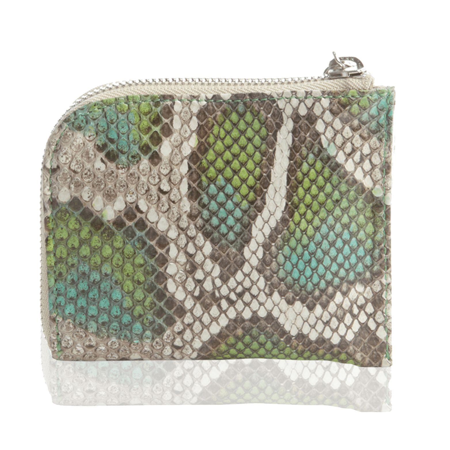FL by NADA SAWAYA Wallet Turquoise Small Square Zip-Around Python Wallet