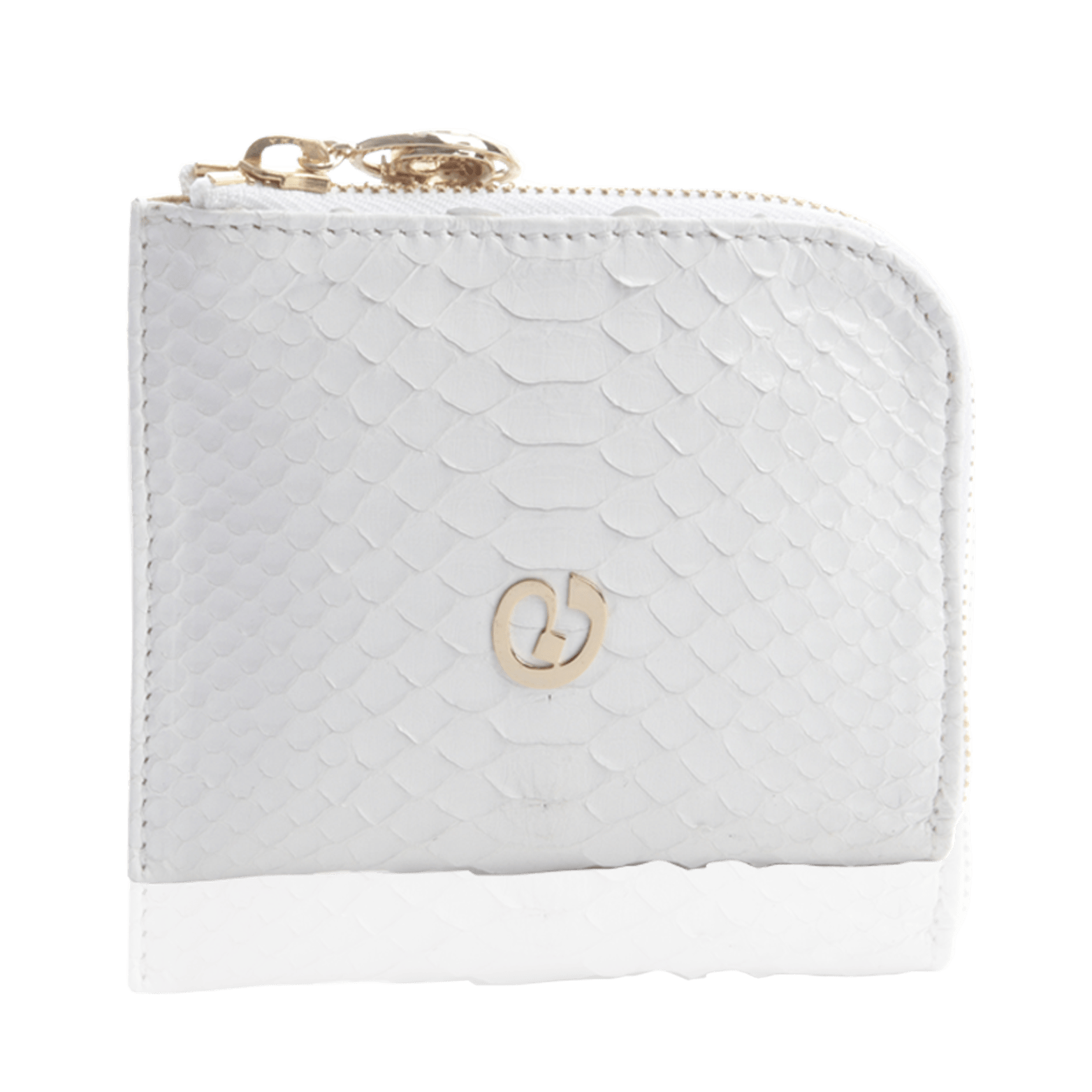 FL by NADA SAWAYA Wallet White Small Square Zip-Around Python Wallet