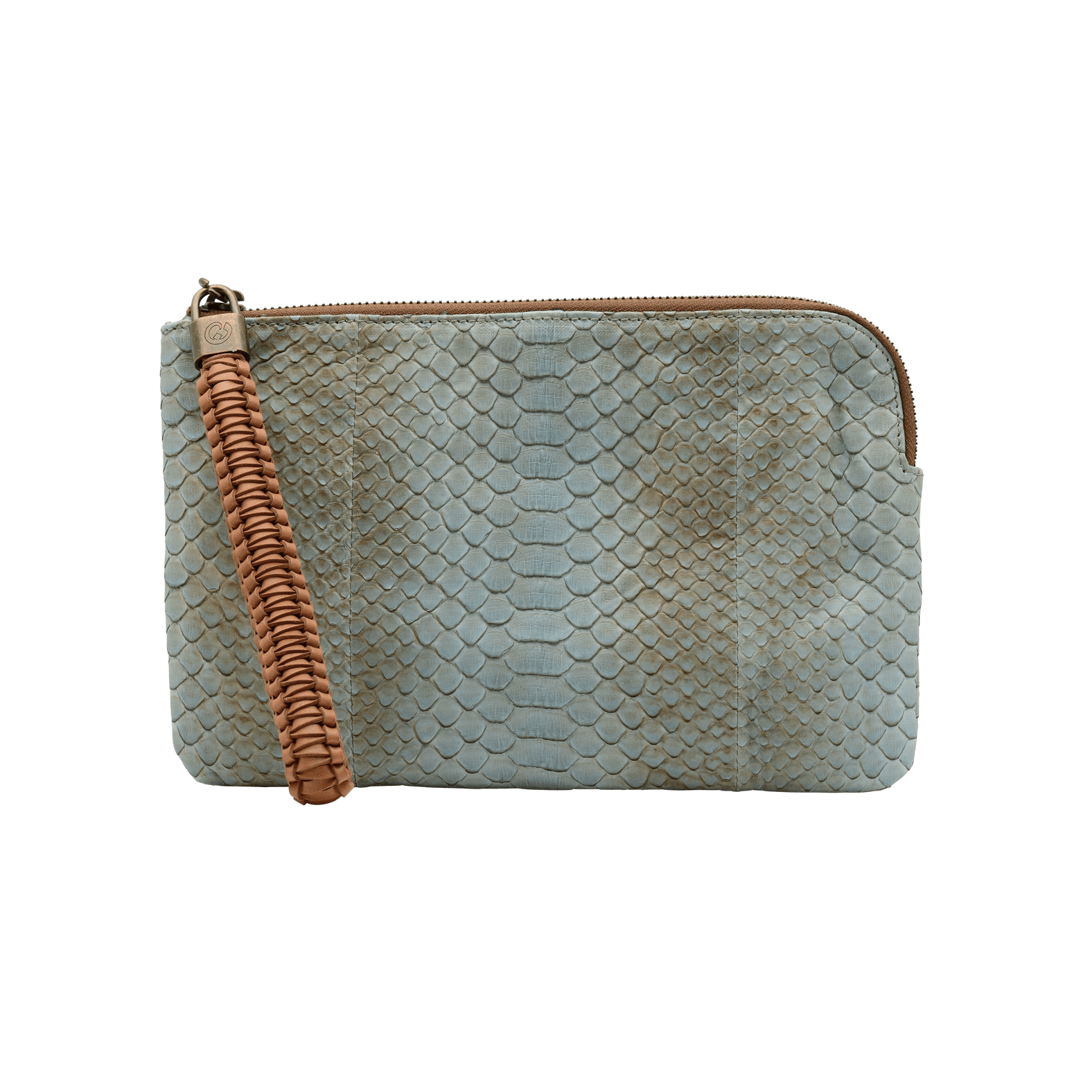 FL by NADA SAWAYA Wristlet Blue Jeans Olivia - Small Python Wristlet Pouch