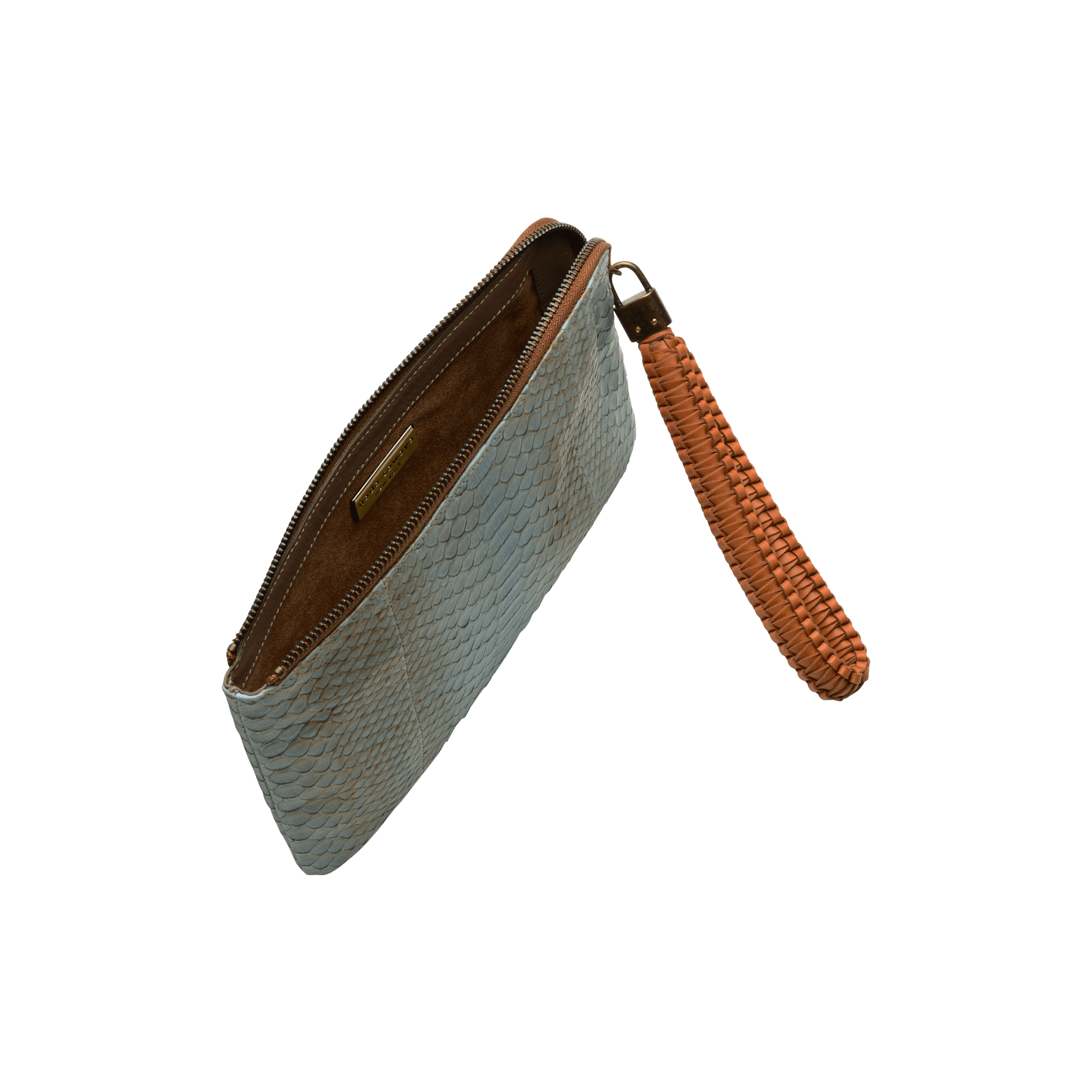 FL by NADA SAWAYA Wristlet Blue Jeans Olivia - Small Python Wristlet Pouch