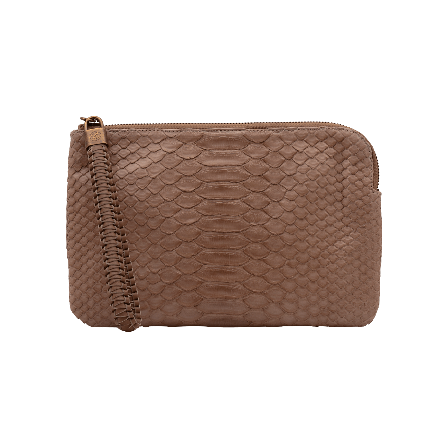 FL by NADA SAWAYA Wristlet Brown Olivia - Small Python Wristlet Pouch