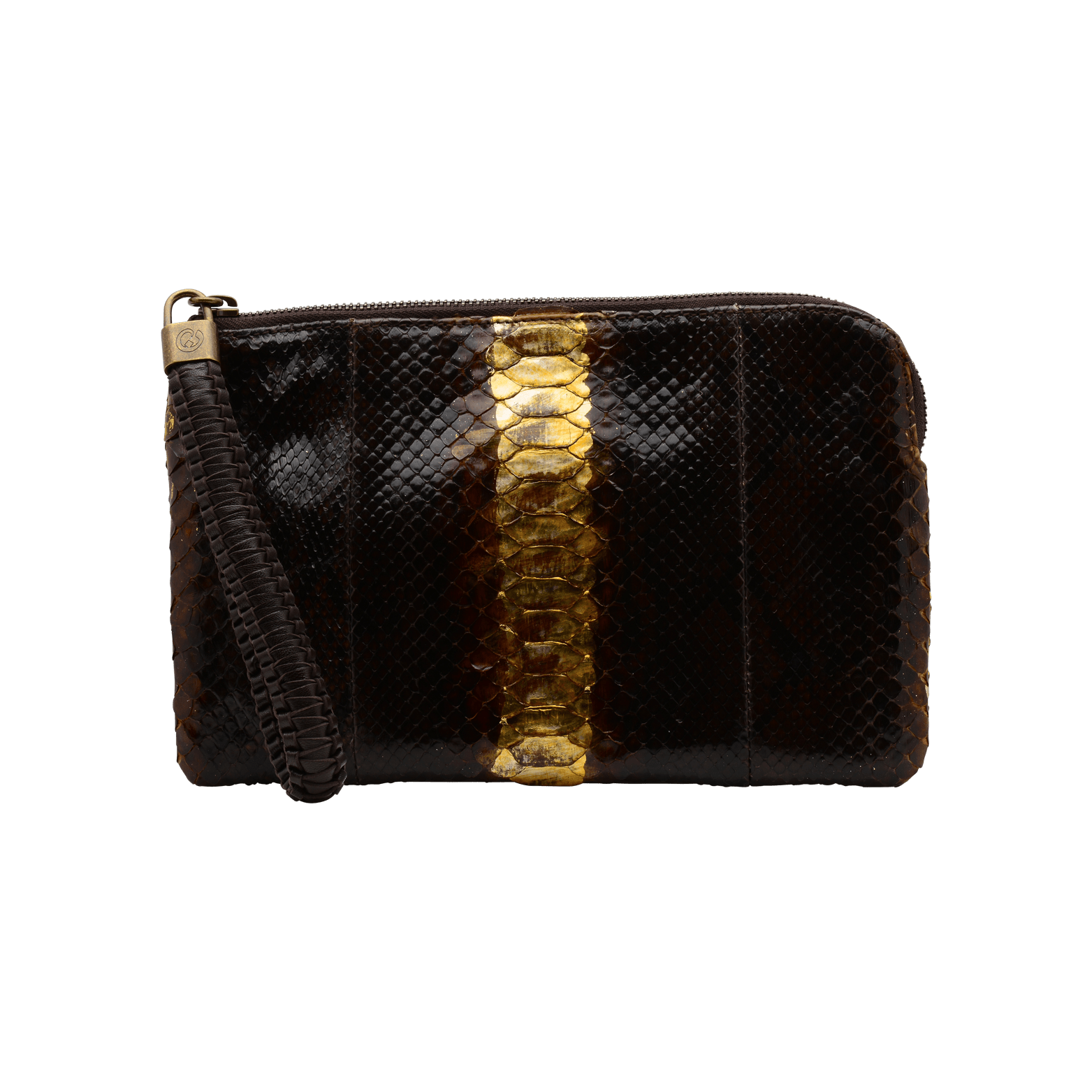 FL by NADA SAWAYA Wristlet Dark Brown Olivia - Small Python Wristlet Pouch