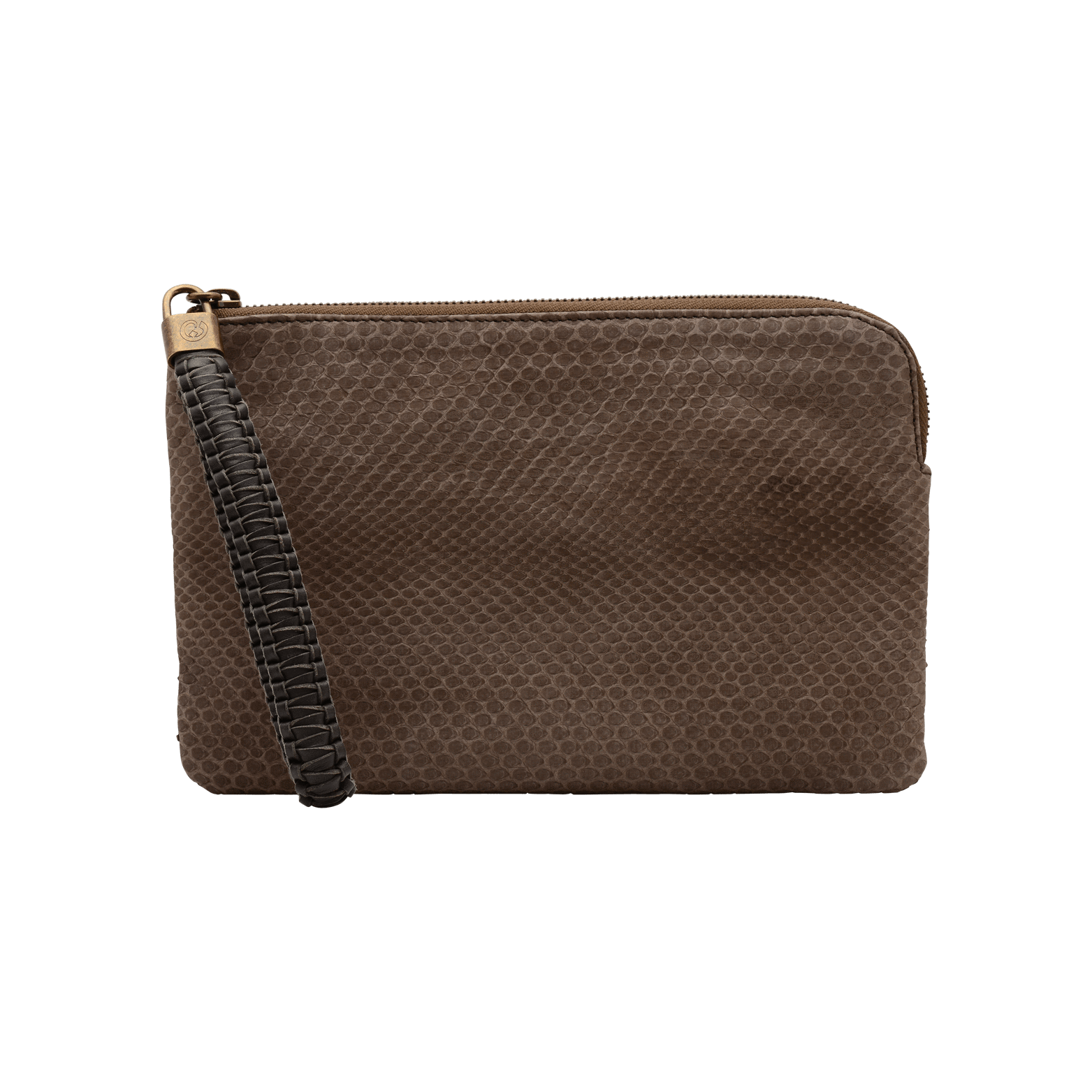 FL by NADA SAWAYA Wristlet Taupe Olivia - Small Python Wristlet Pouch