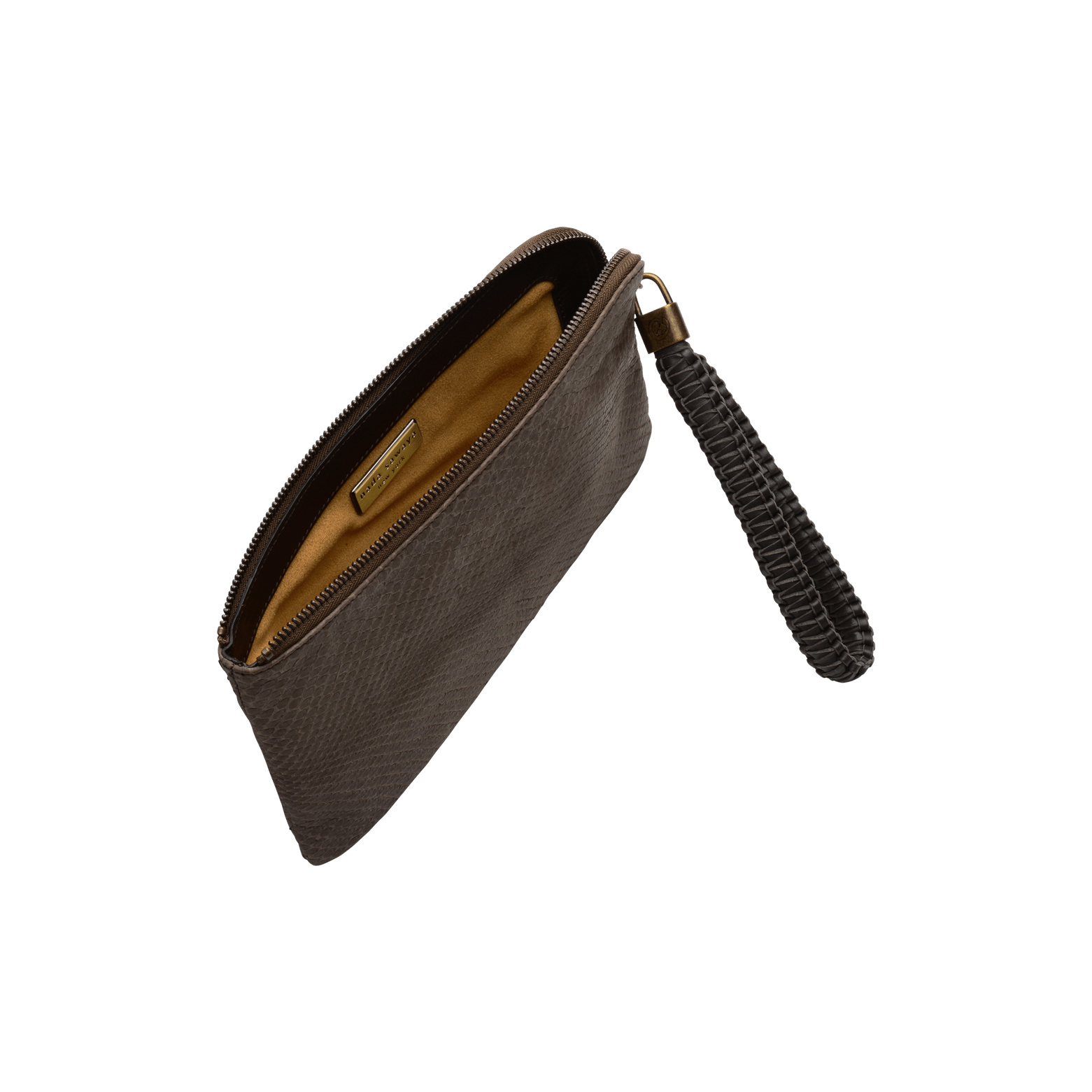 FL by NADA SAWAYA Wristlet Taupe Olivia - Small Python Wristlet Pouch