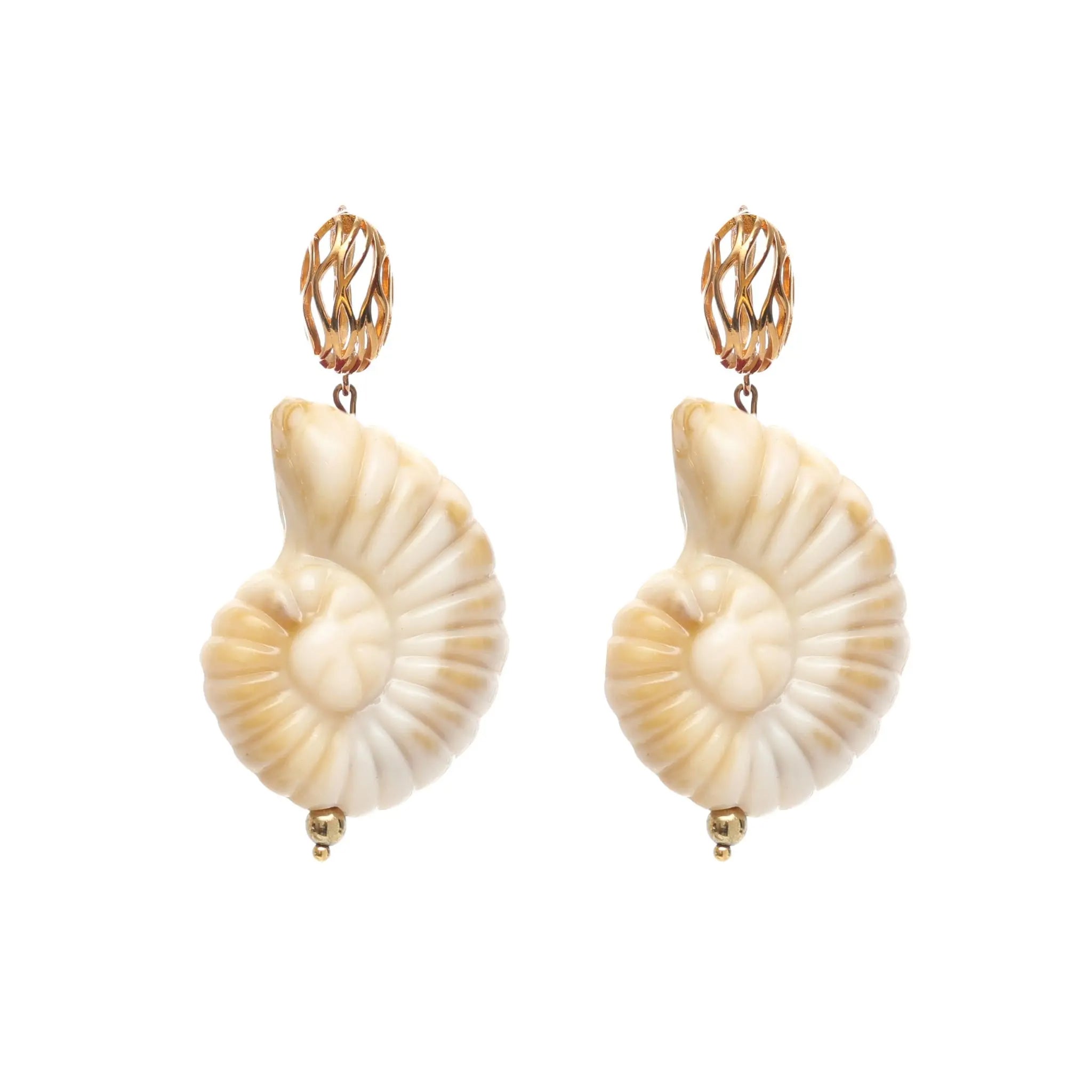 Big Snail White Earrings