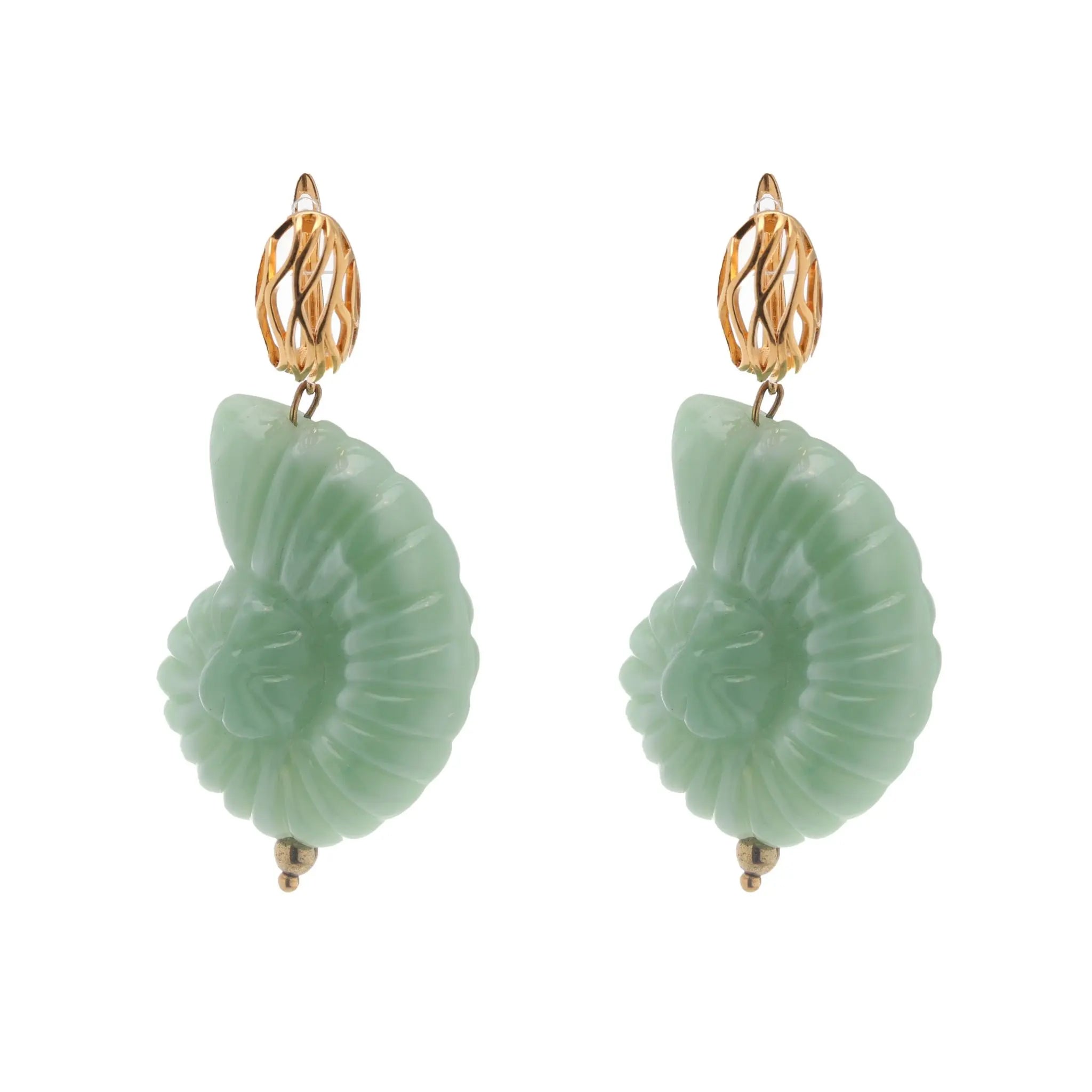 Big Snail Green Earrings