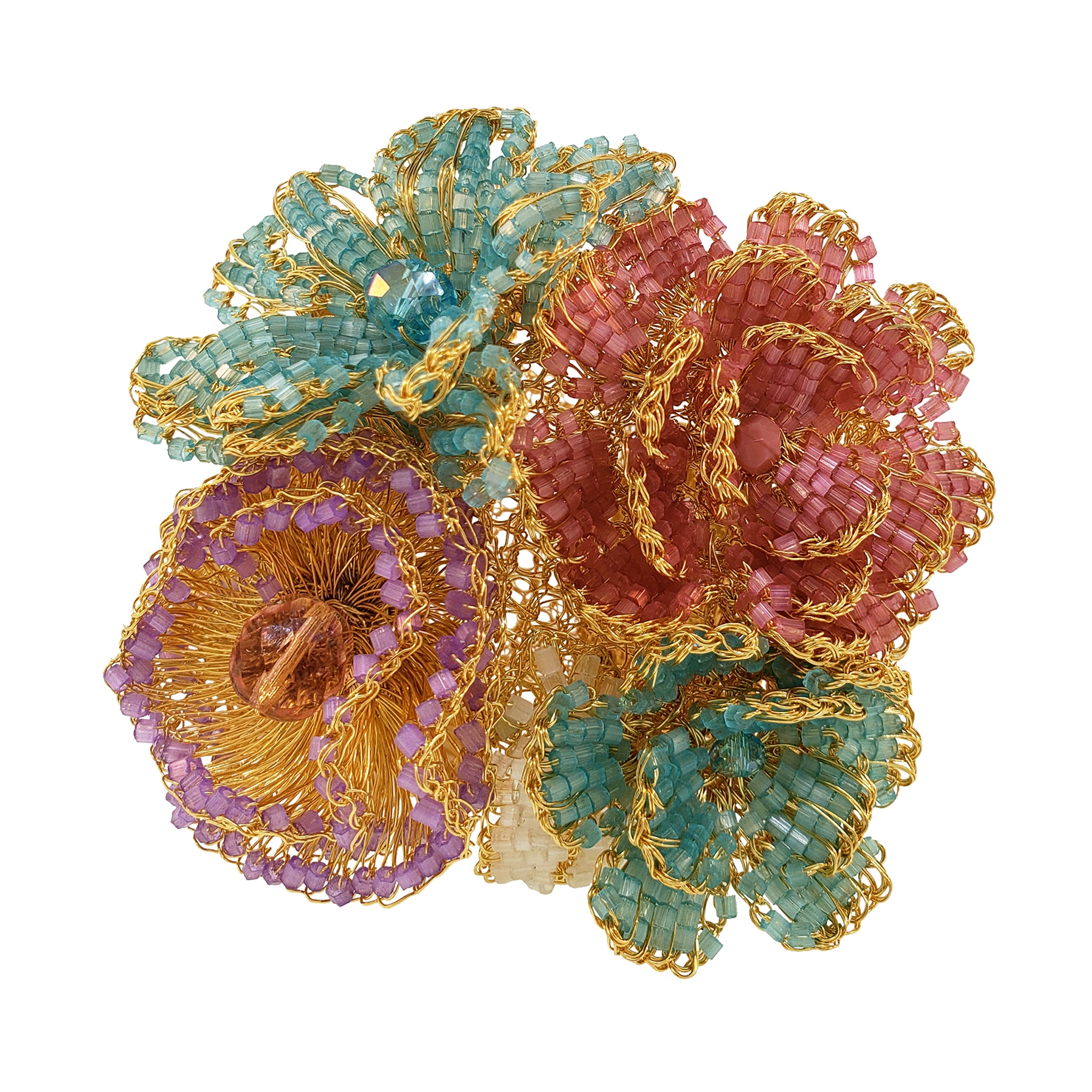 Multi & Gold Blossom Maxi Handmade Crochet Bracelet