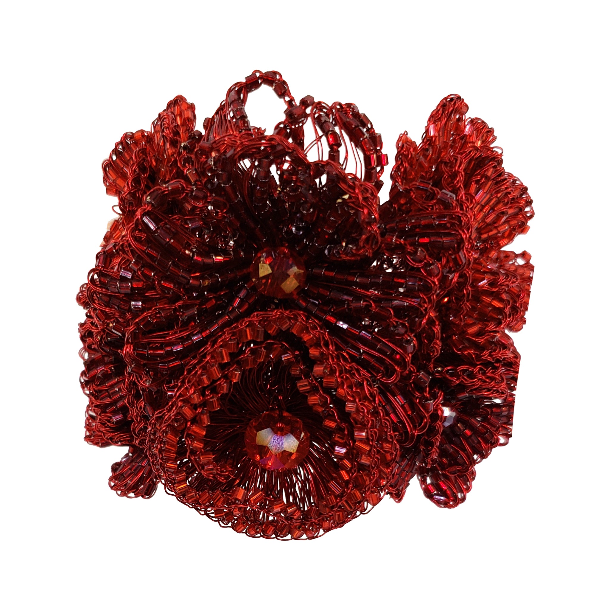 Cherry Red Mix Blossom Maxi Handmade Crochet Bracelet