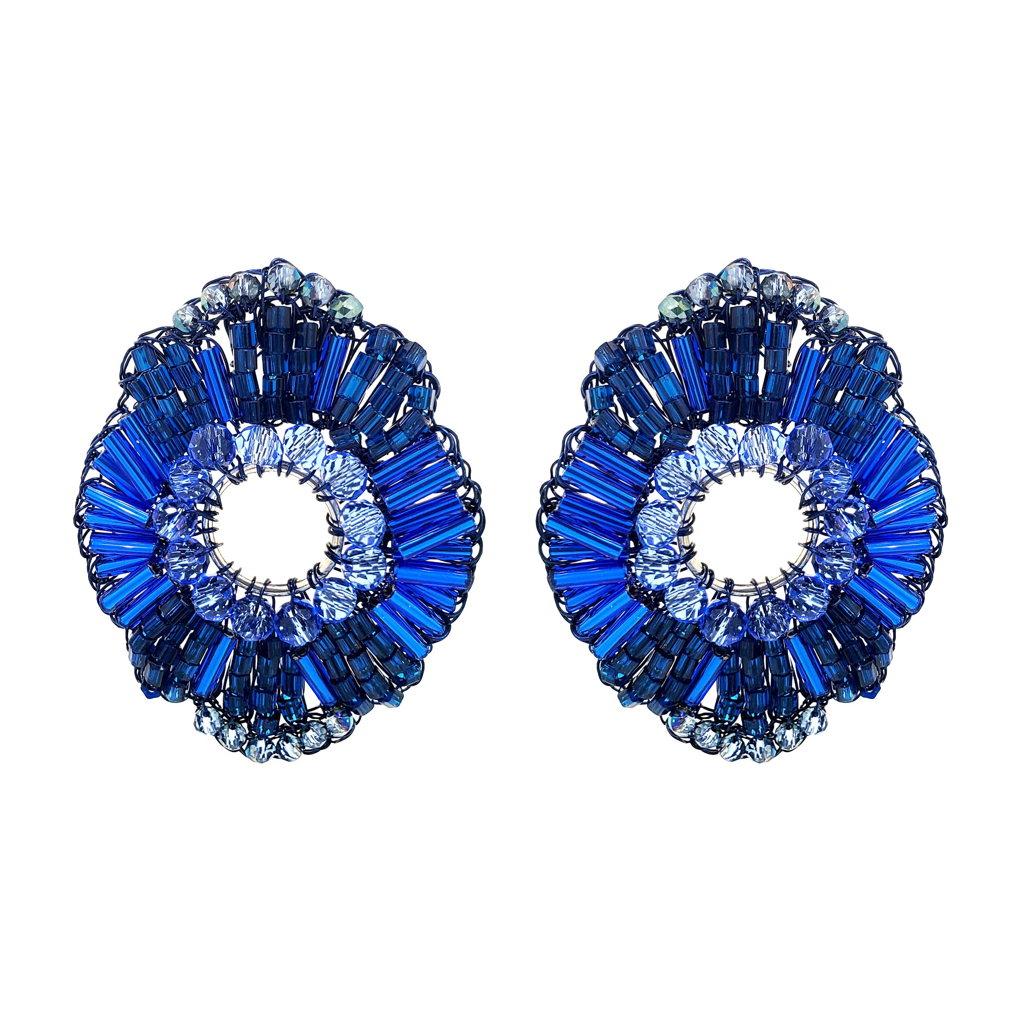 Royal Blue Mix Rooks Handmade Crochet Earrings