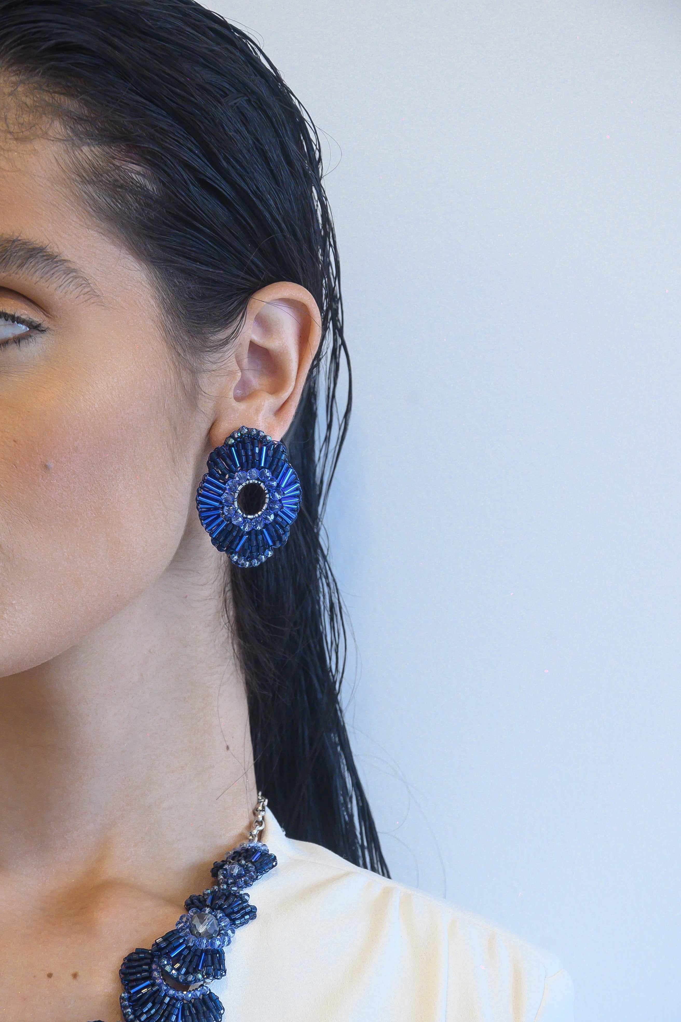 Royal Blue Mix Rooks Handmade Crochet Earrings