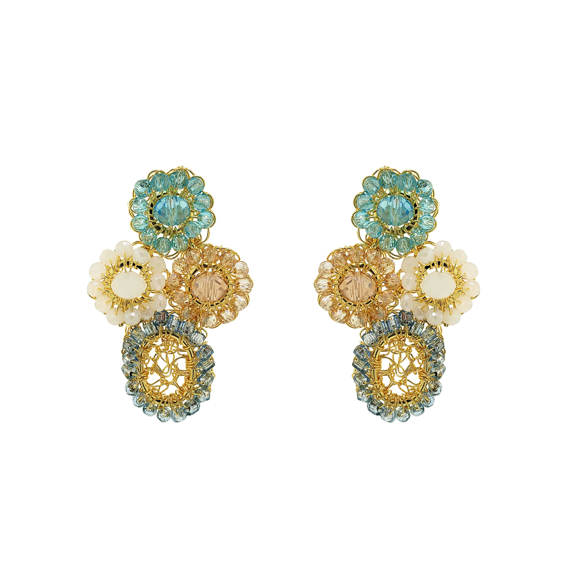 Tyche Post Earrings - Seafoam Blue Mix