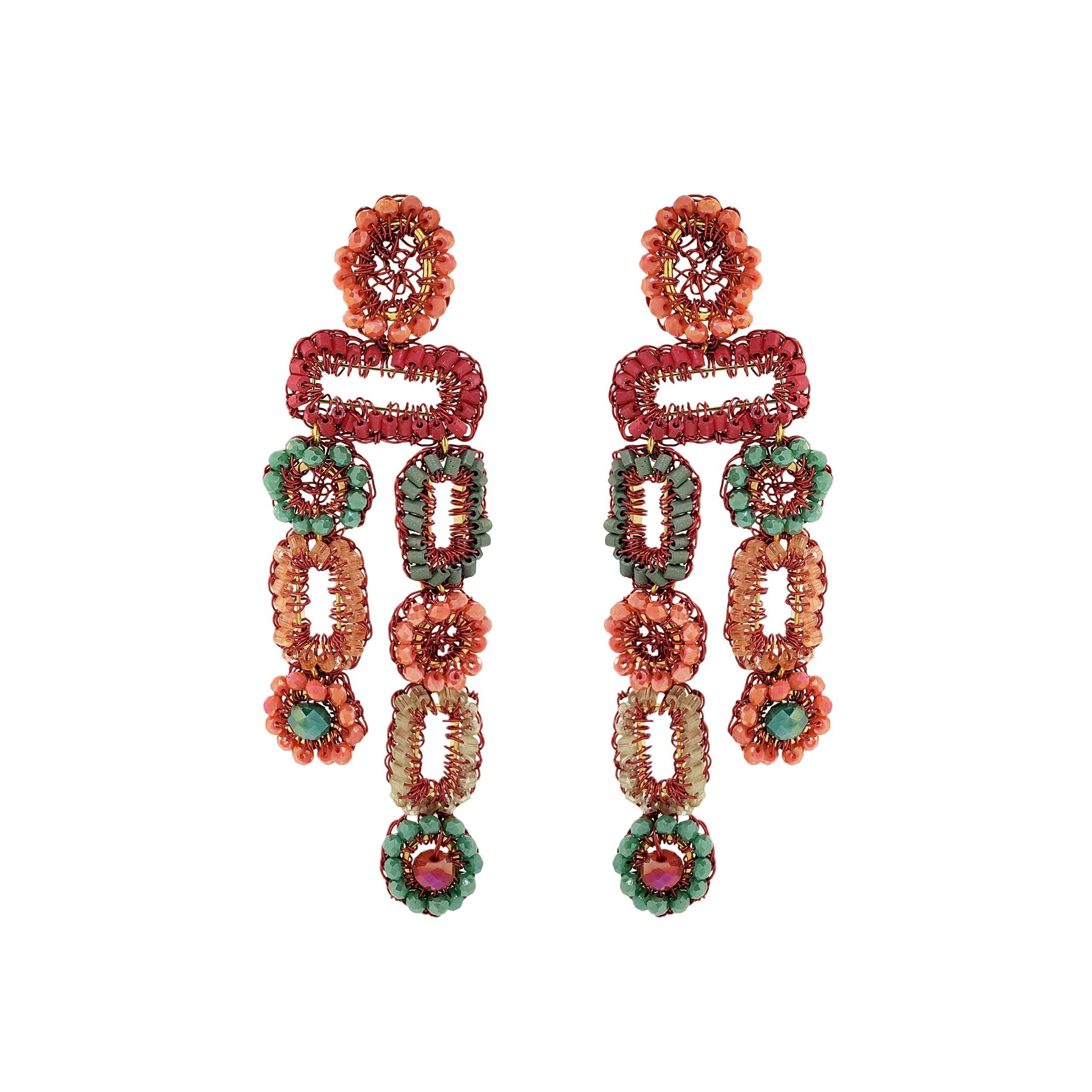 Sunset Coral Mix Tyche Handmade Crochet Earrings