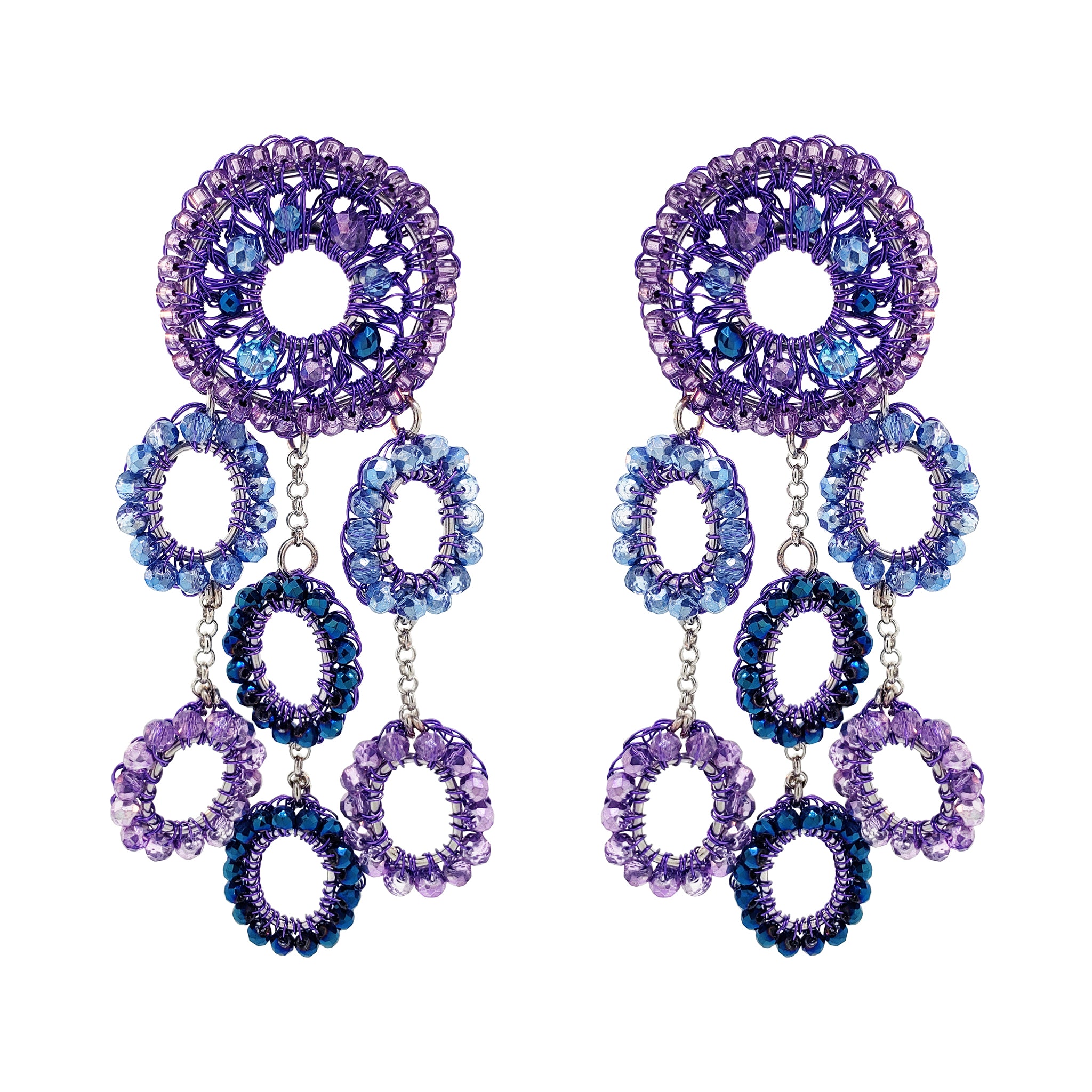 Neon Purple Mix Moira Chandelier Handmade Earrings