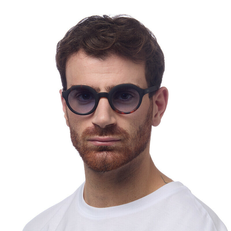 Lauro Round - Black Havana (Blue Gradient Lens)