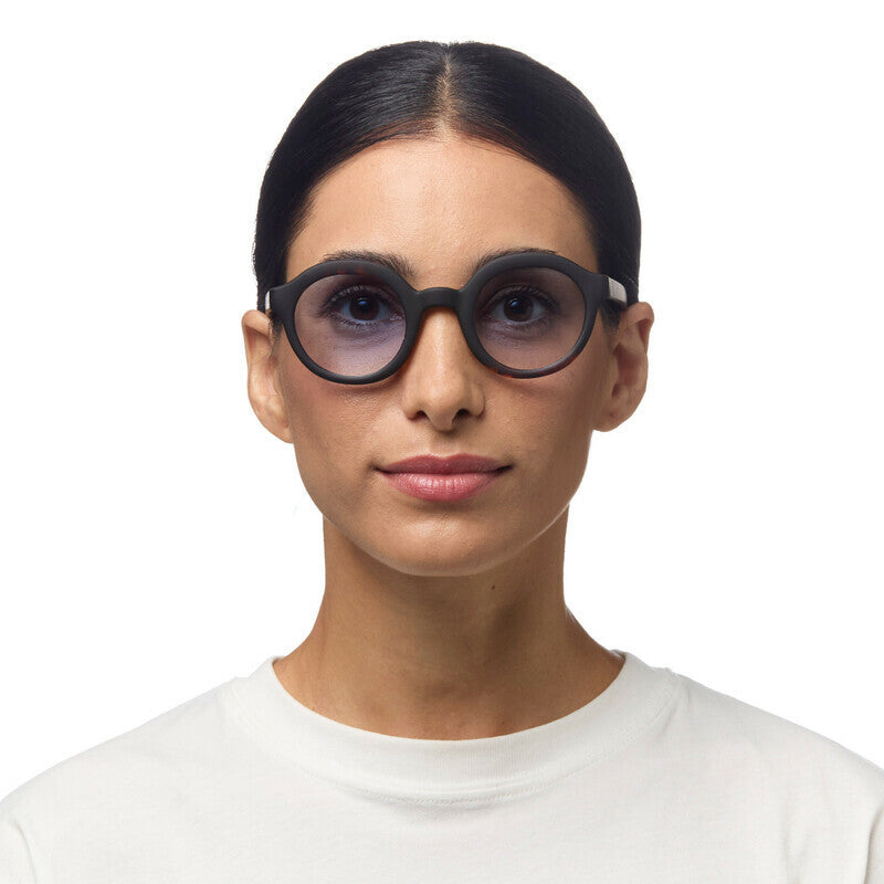 Lauro Round - Black Havana (Blue Gradient Lens)