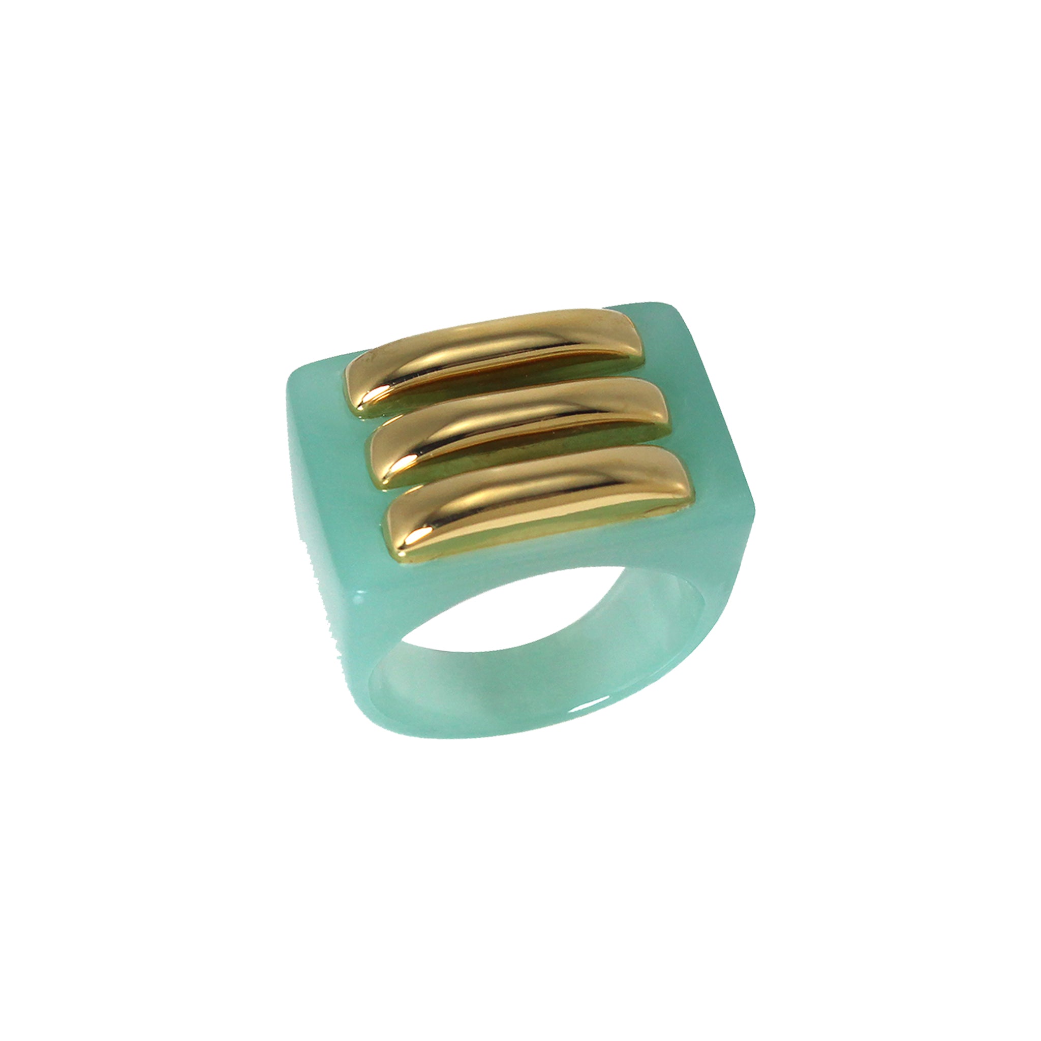 Gold-Bar Jade Resin Ring