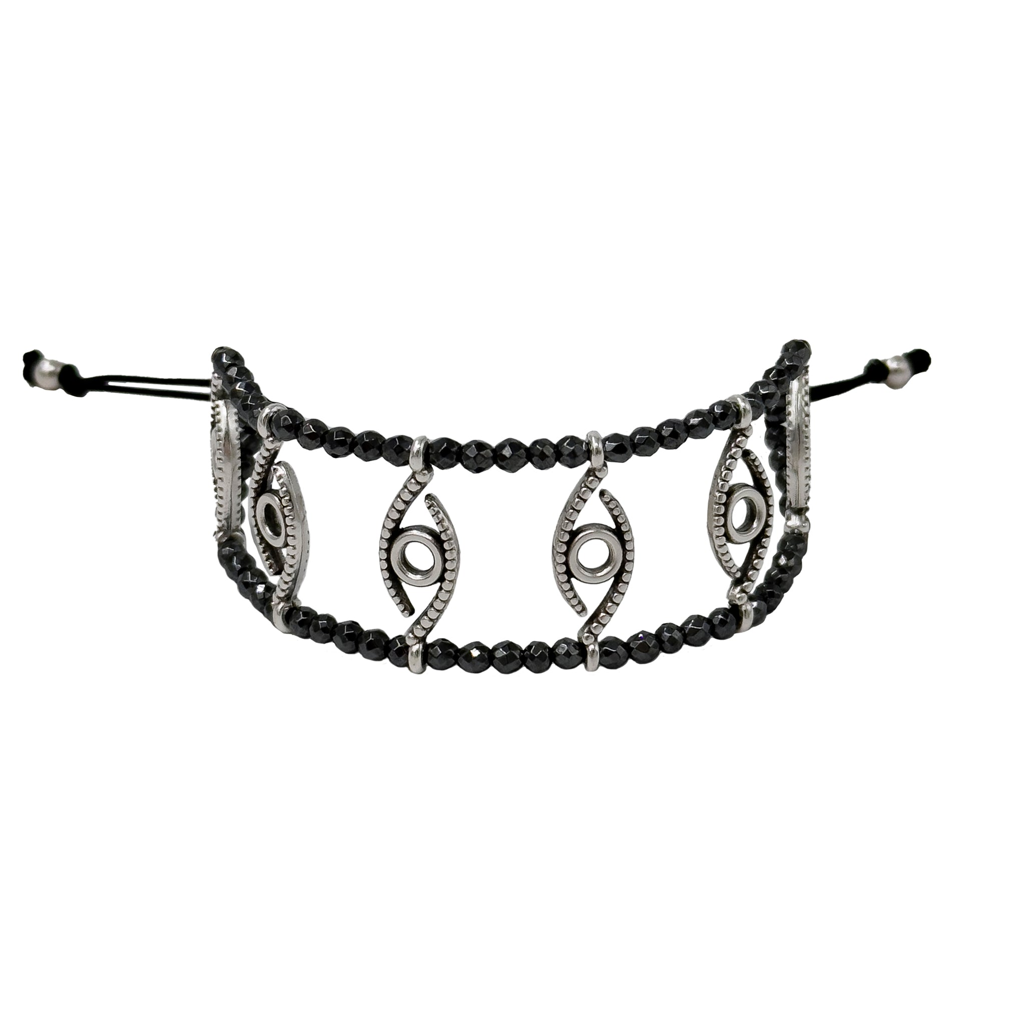 Bracelet With Silver Evileyes And Hematites