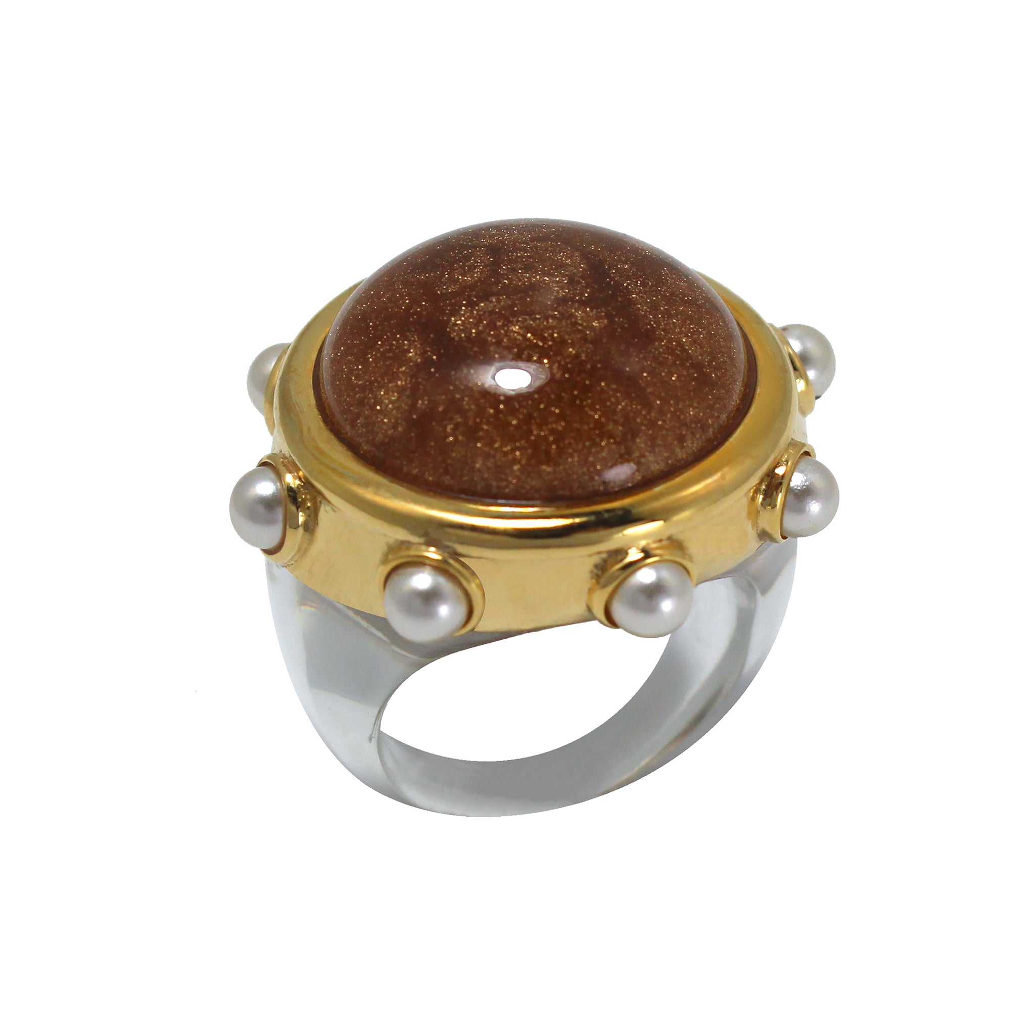 Oasis  Ring -Clear  Gold Sandstone