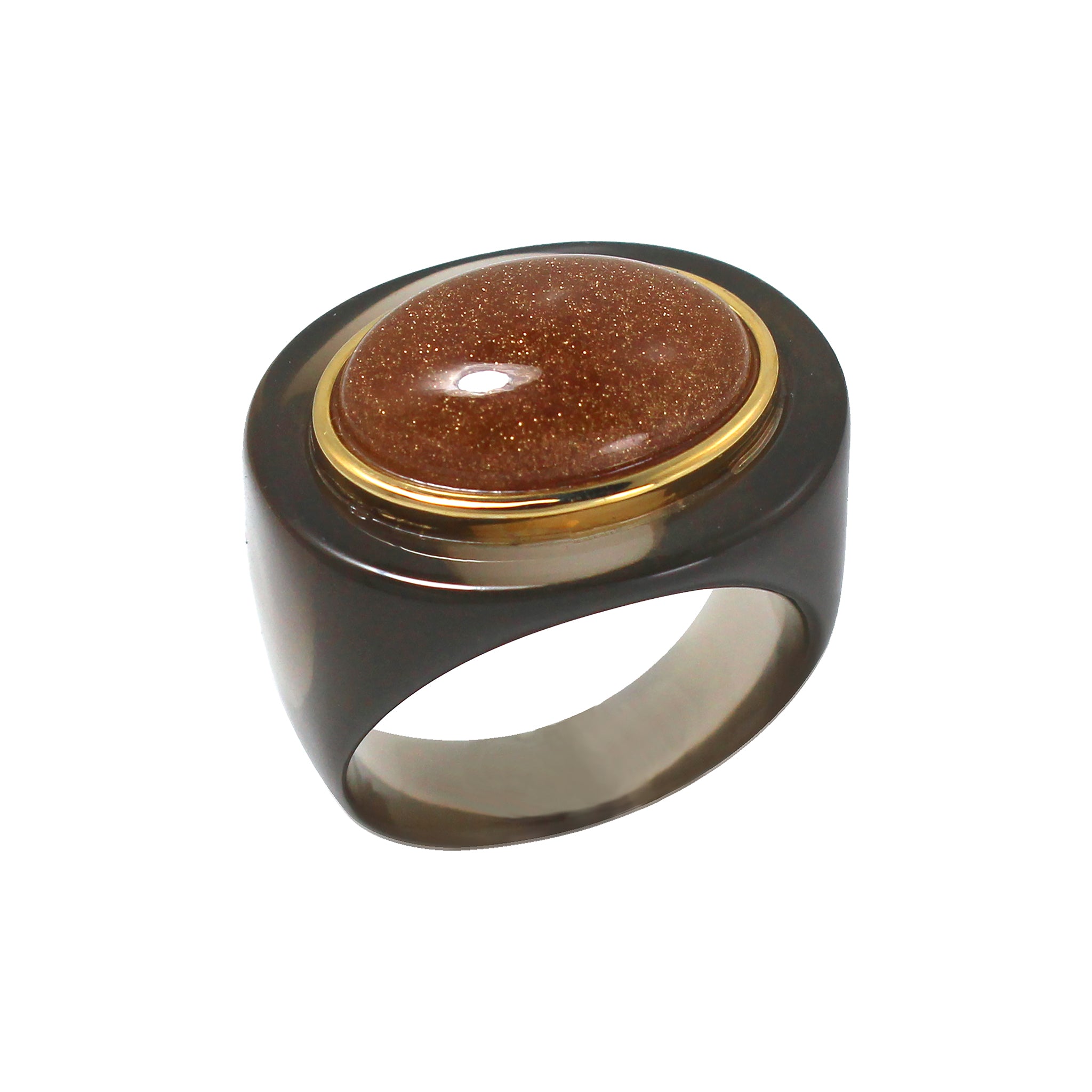 Bloom Ring -Deep Smokey  Gold Sandstone