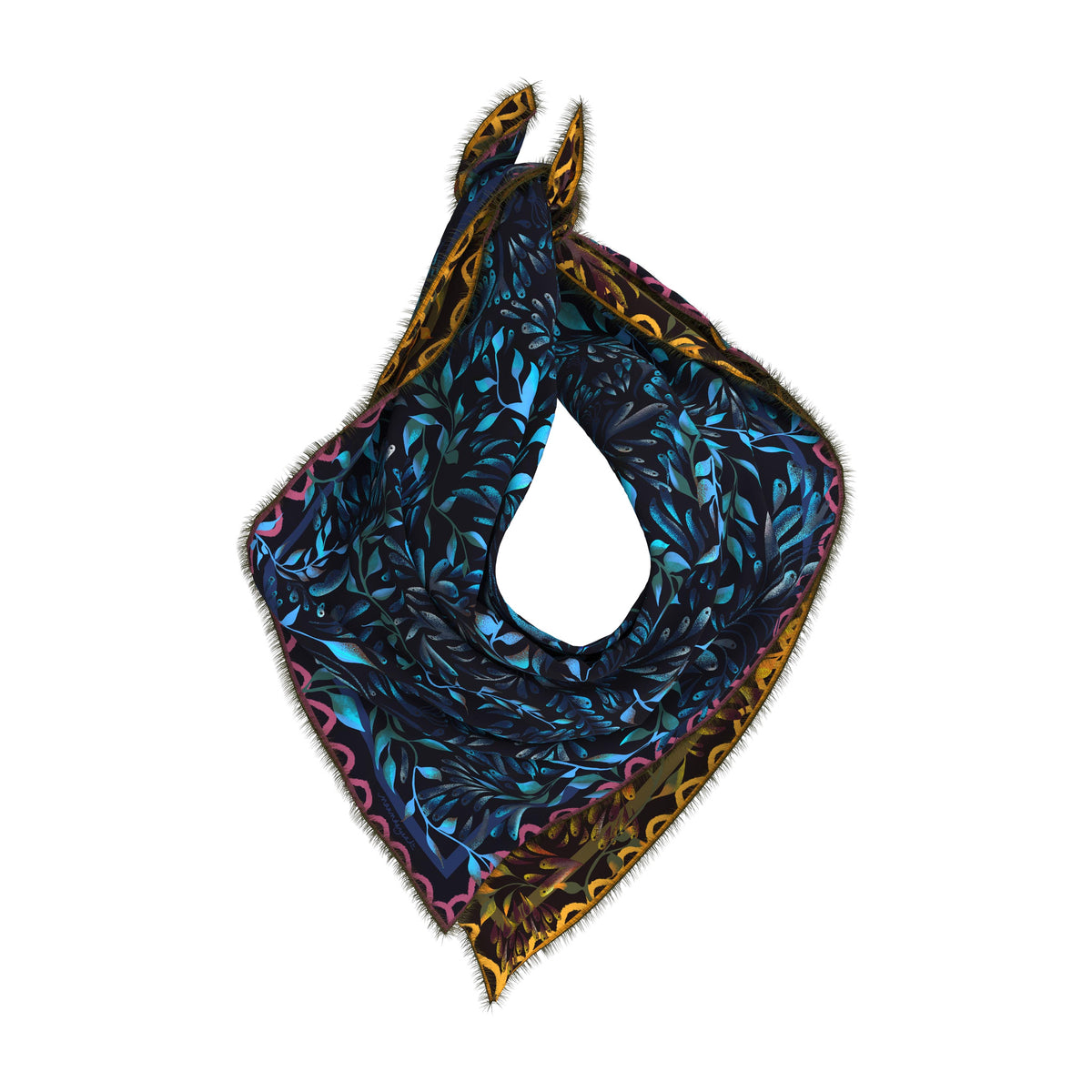 Cialda Reversible Square Silk Scarf 90 x 90 cm