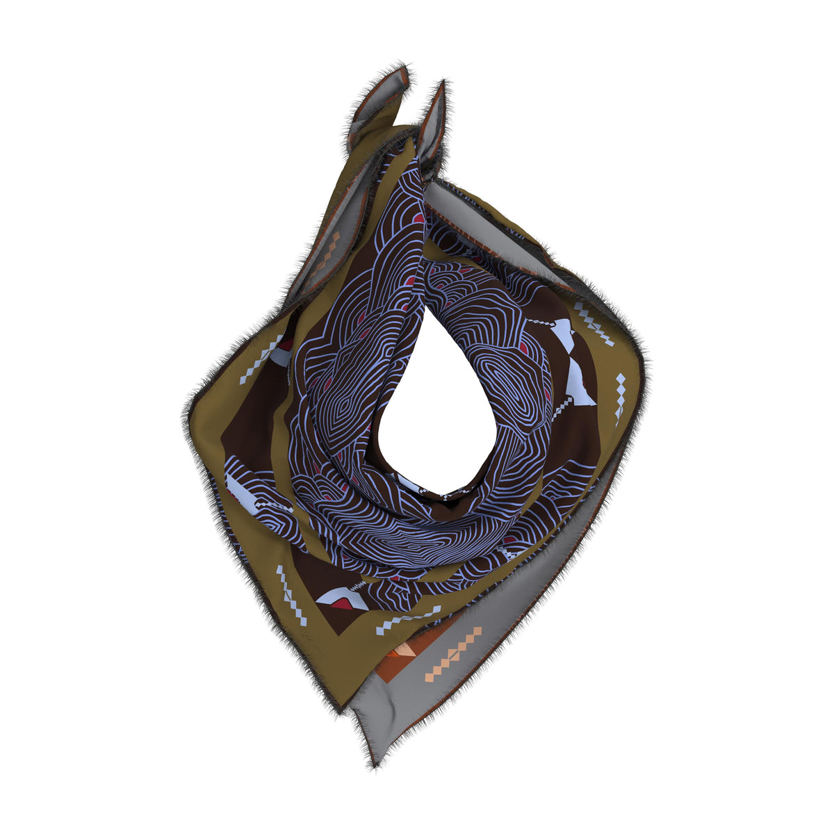Cialda Reversible Square Silk Scarf 90 x 90 cm