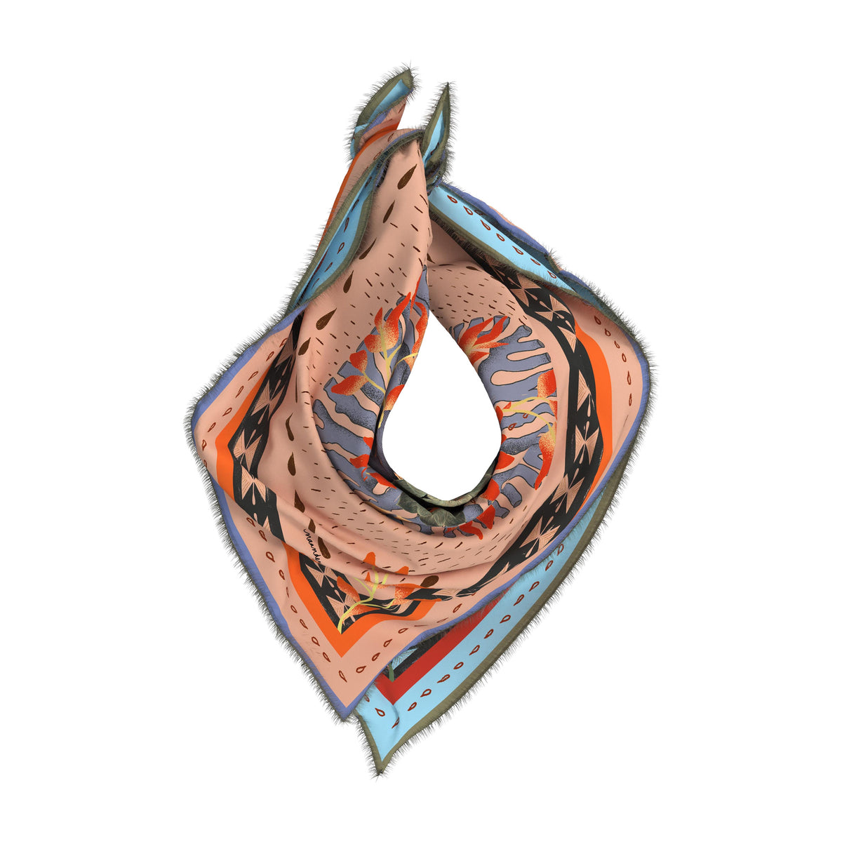 Cialda Reversible Square Silk Scarf 90 x 90 cm