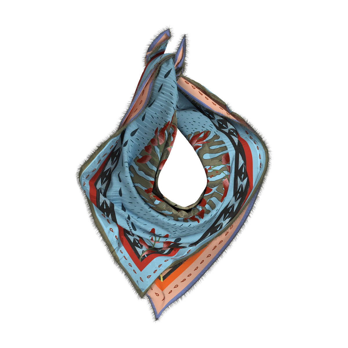 Cialda Reversible Square Silk Scarf 90 x 90 cm
