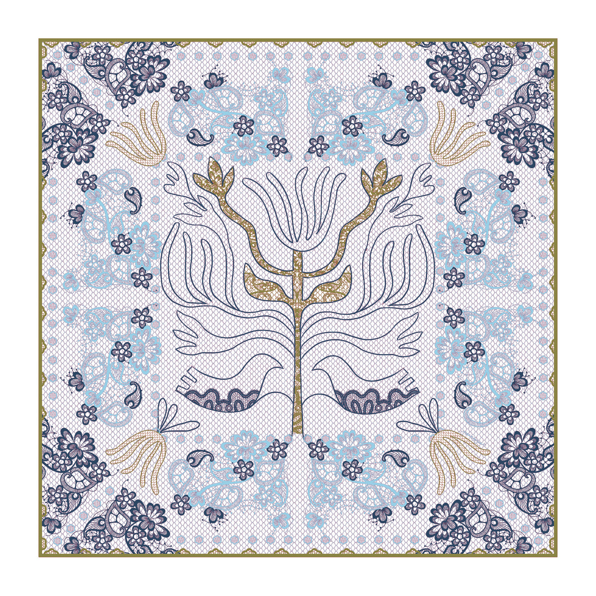 Cialda Reversible Square Silk Scarf 90 x 90 cm