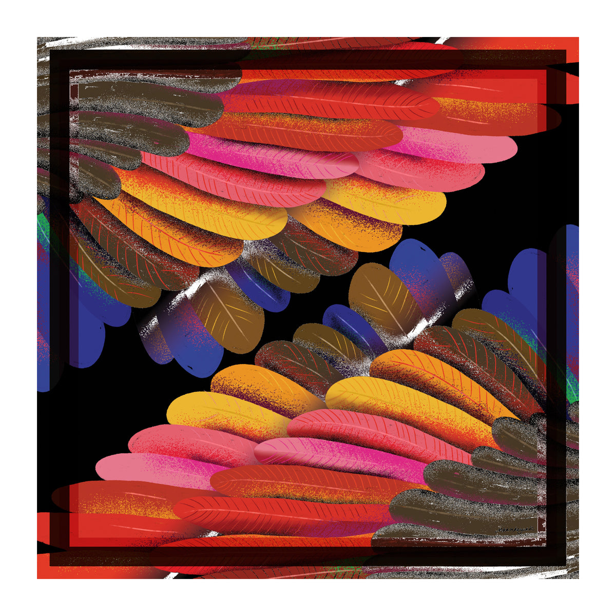 Grido Double Print Wool Scarf 68 x 68 cm