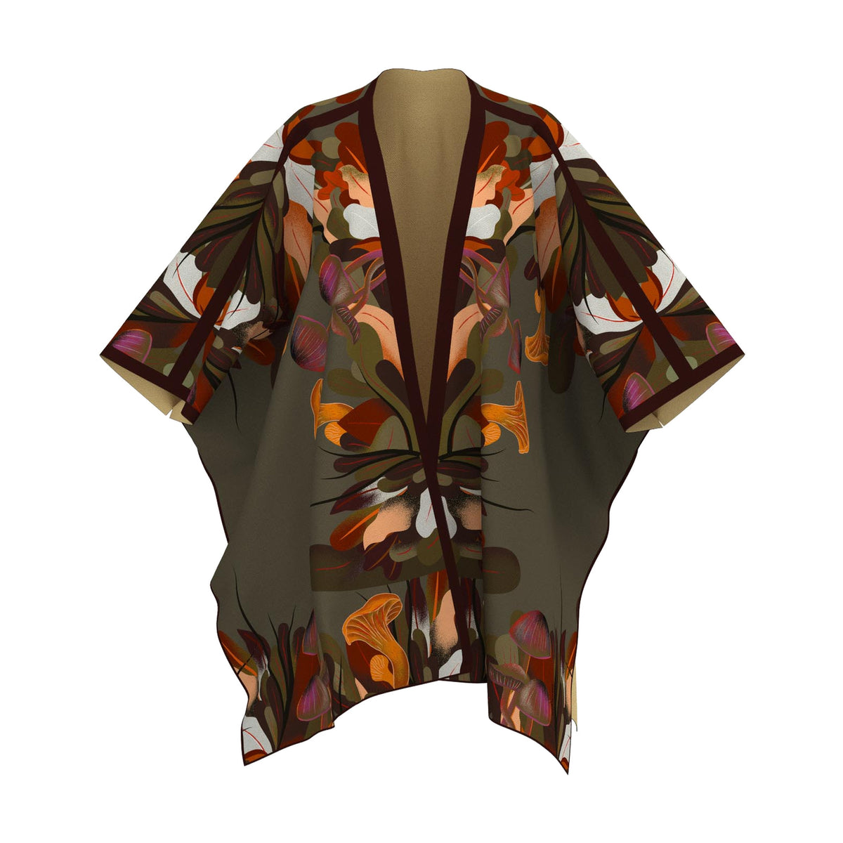 Pancake Wool Poncho Cape