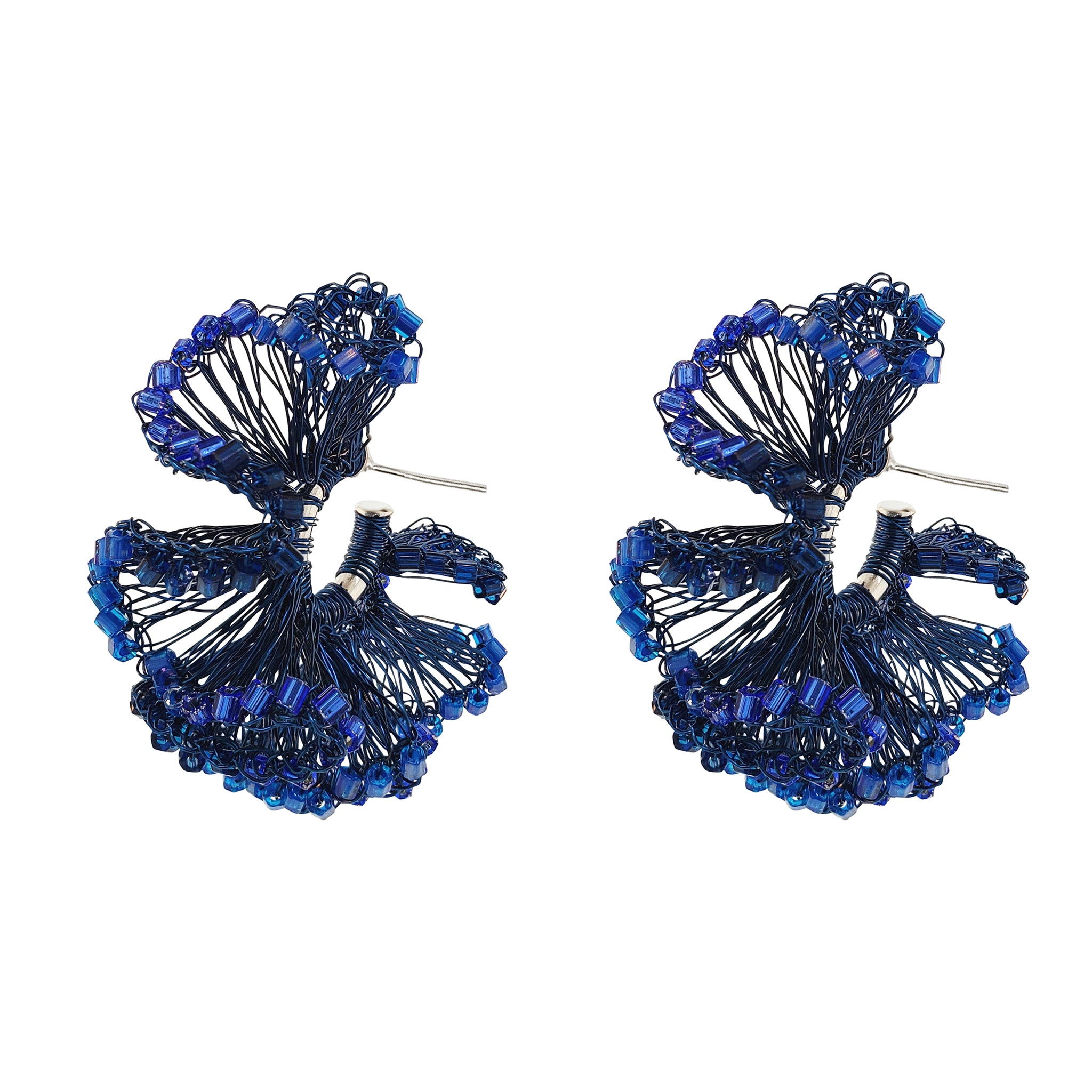 Royal Blue Mix Rio Hoops Handmade Crochet Earrings