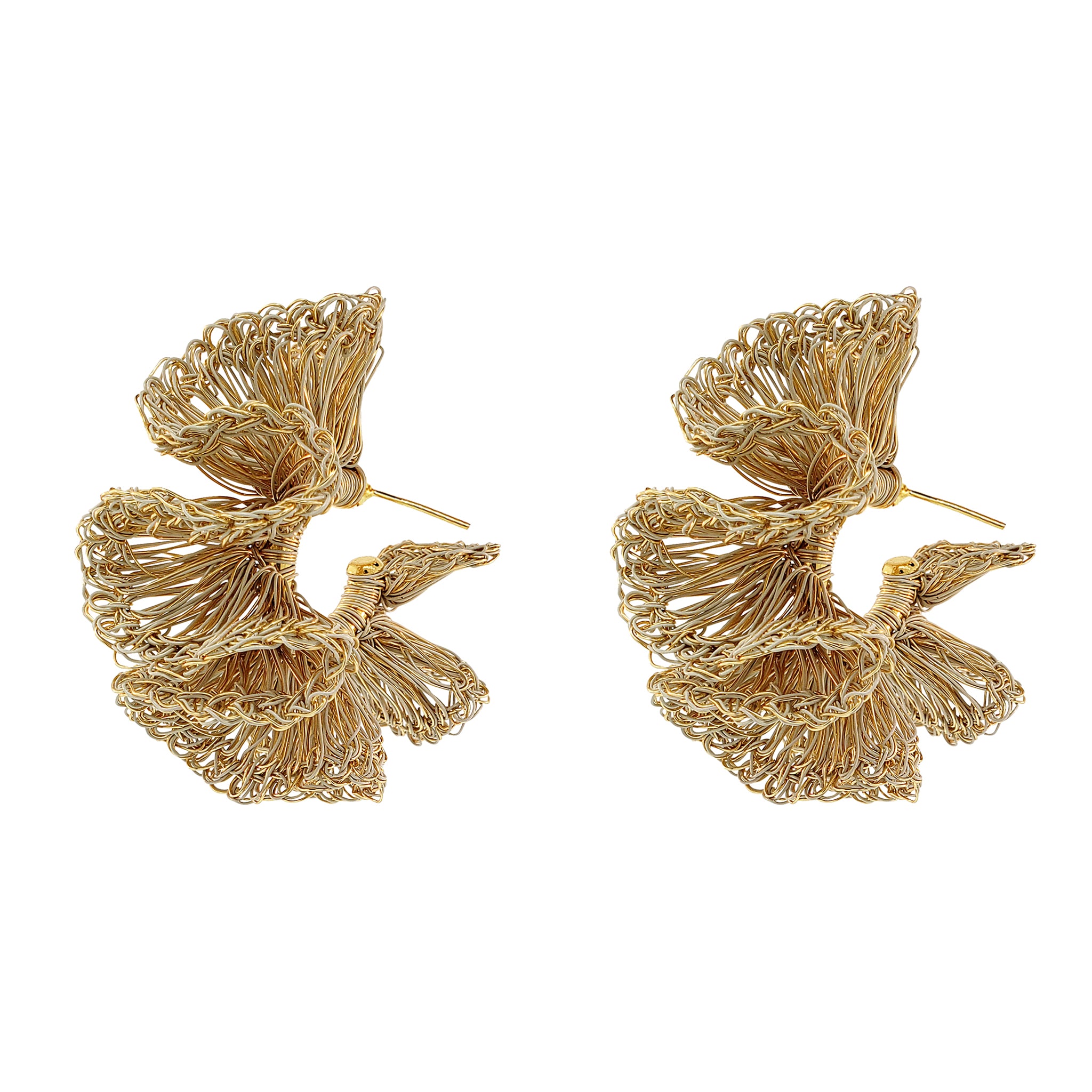 All Vintage Gold Rio Hoops Handmade Crochet Earrings