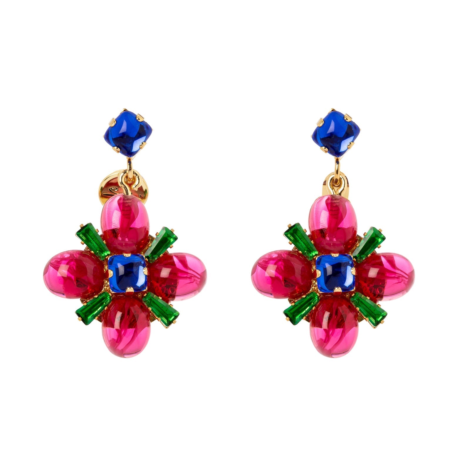 Crystal and flower earrings Nellie - Purple
