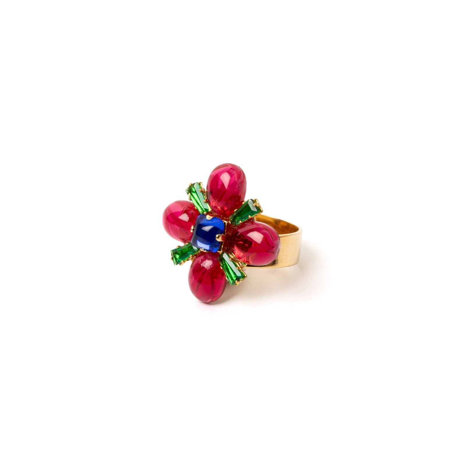 Cabochons' flower ring Nellie - Red