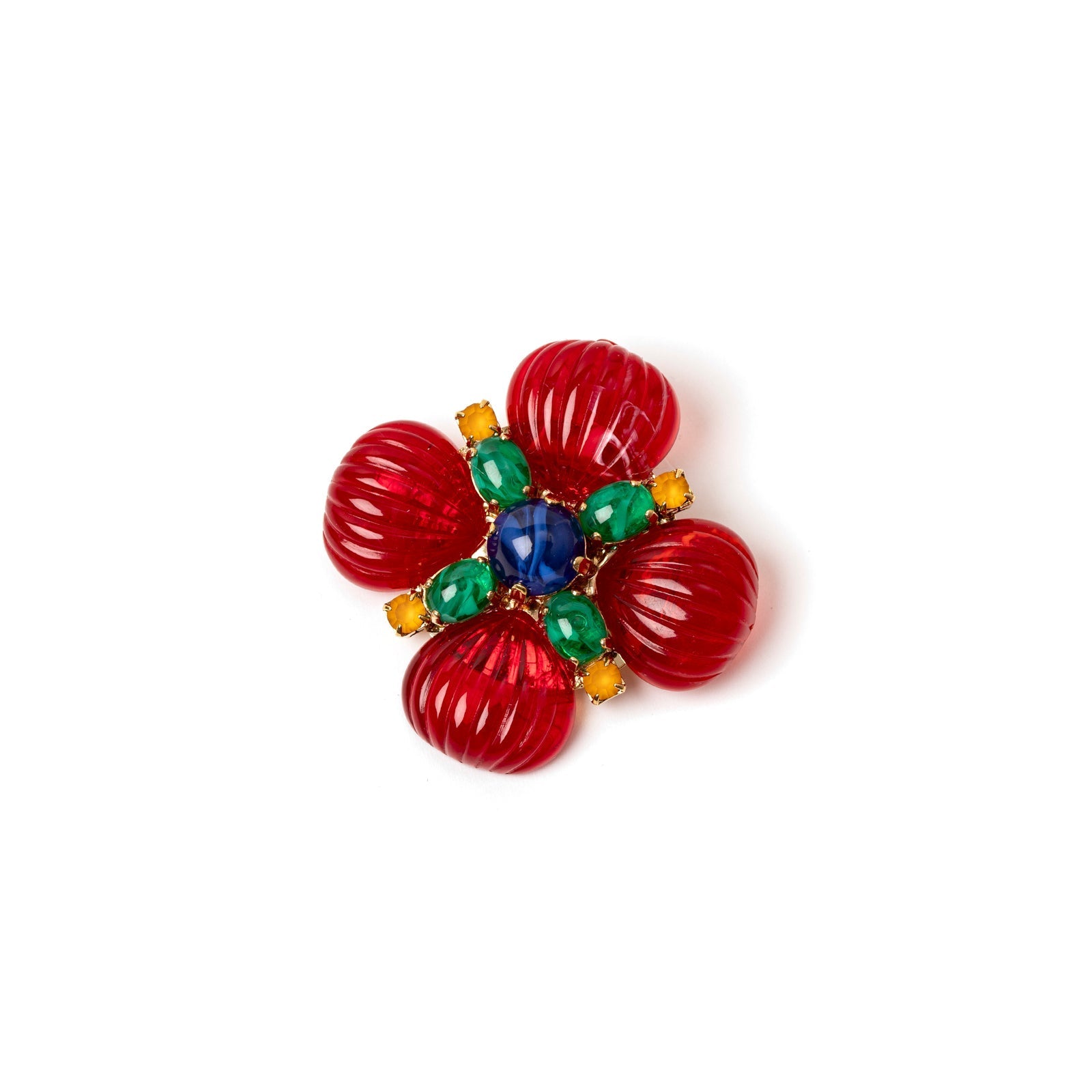 Flower shaped brooch Nellie - Red