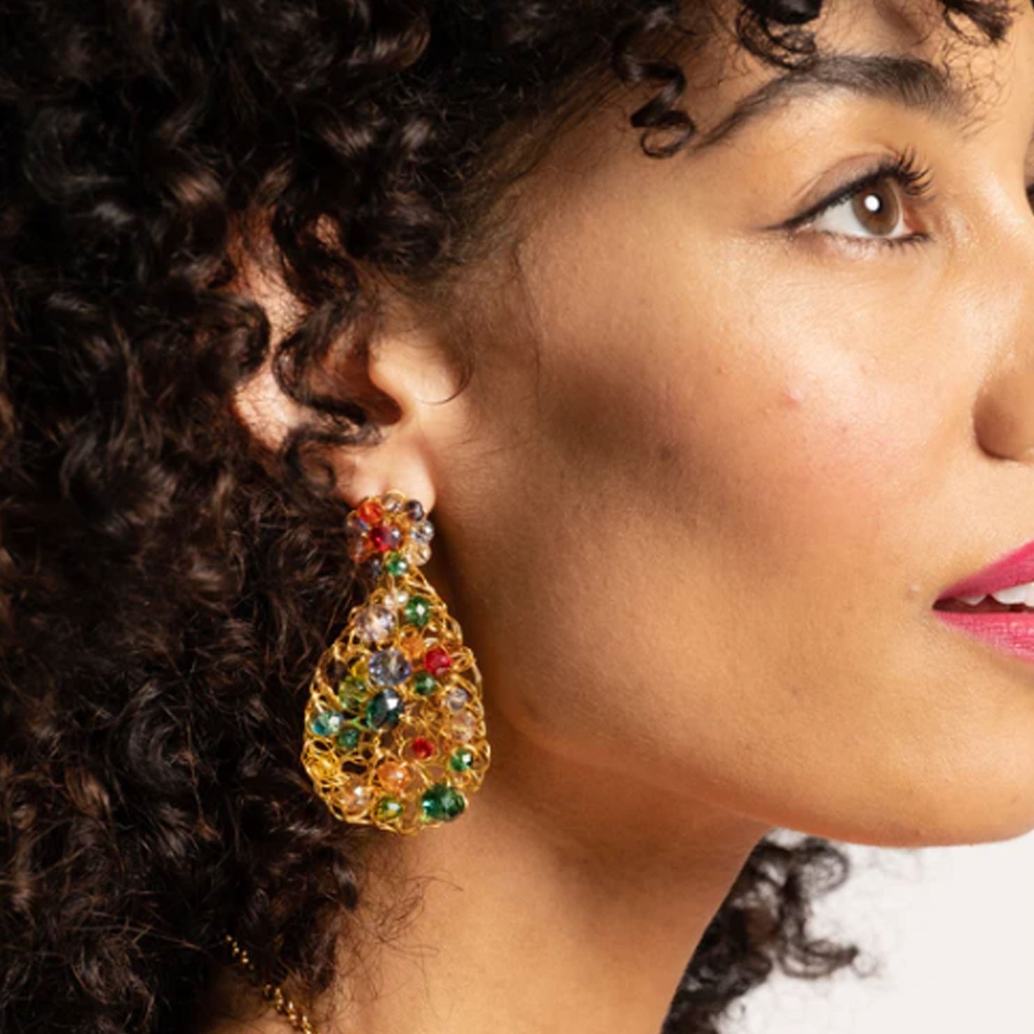 Multicolored & Gold Aurora Handmade Earrings