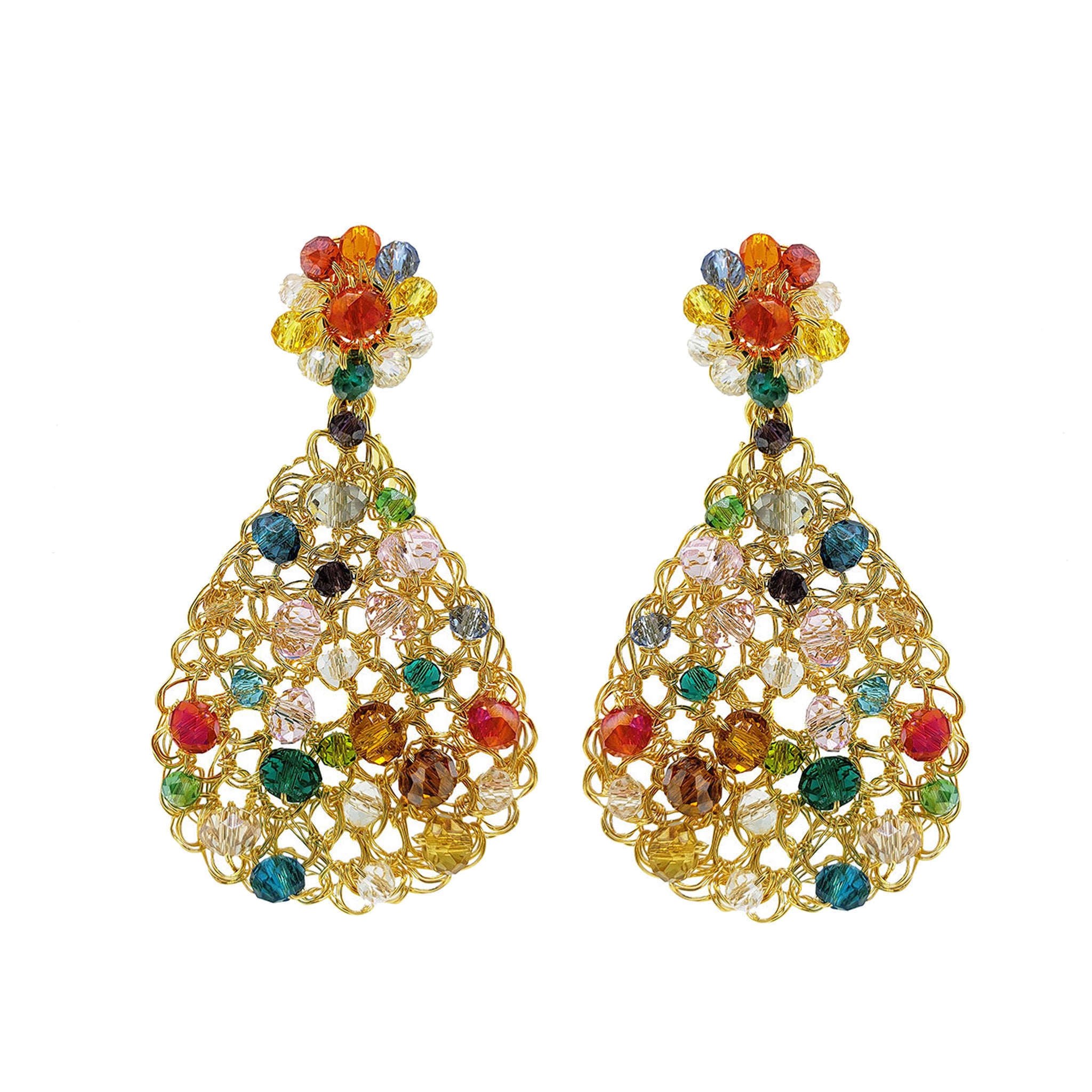 Multicolored & Gold Aurora Handmade Earrings