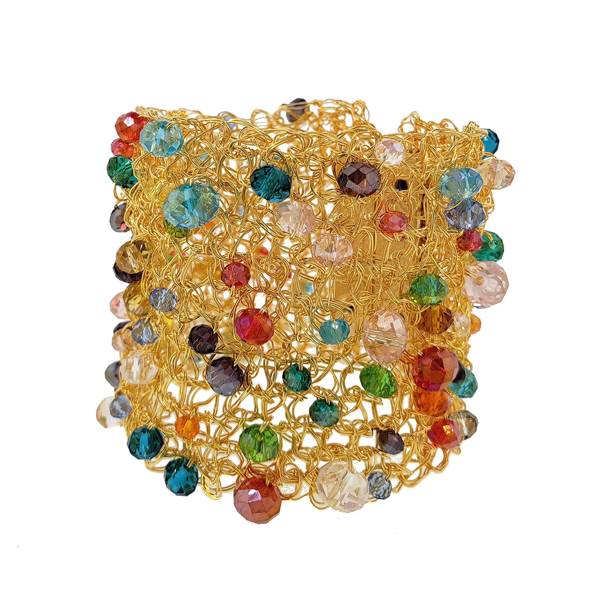 Multi & Gold Aurora Maxi Handmade Crochet Bracelet