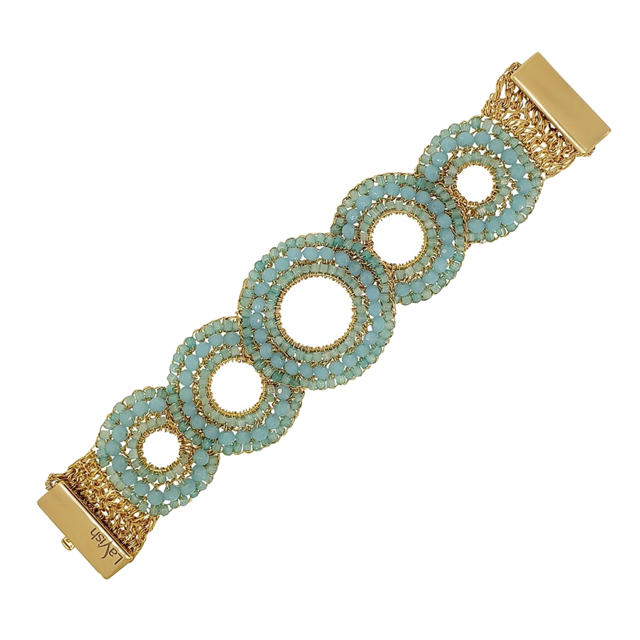 Blue & Gold Gush Handmade Crochet Bracelet