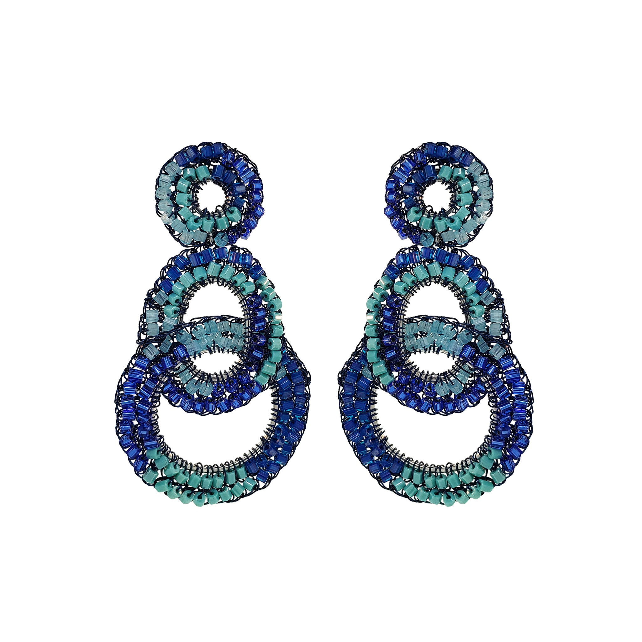 Denim Blue Mix Artemis Handmade Crochet Earrings