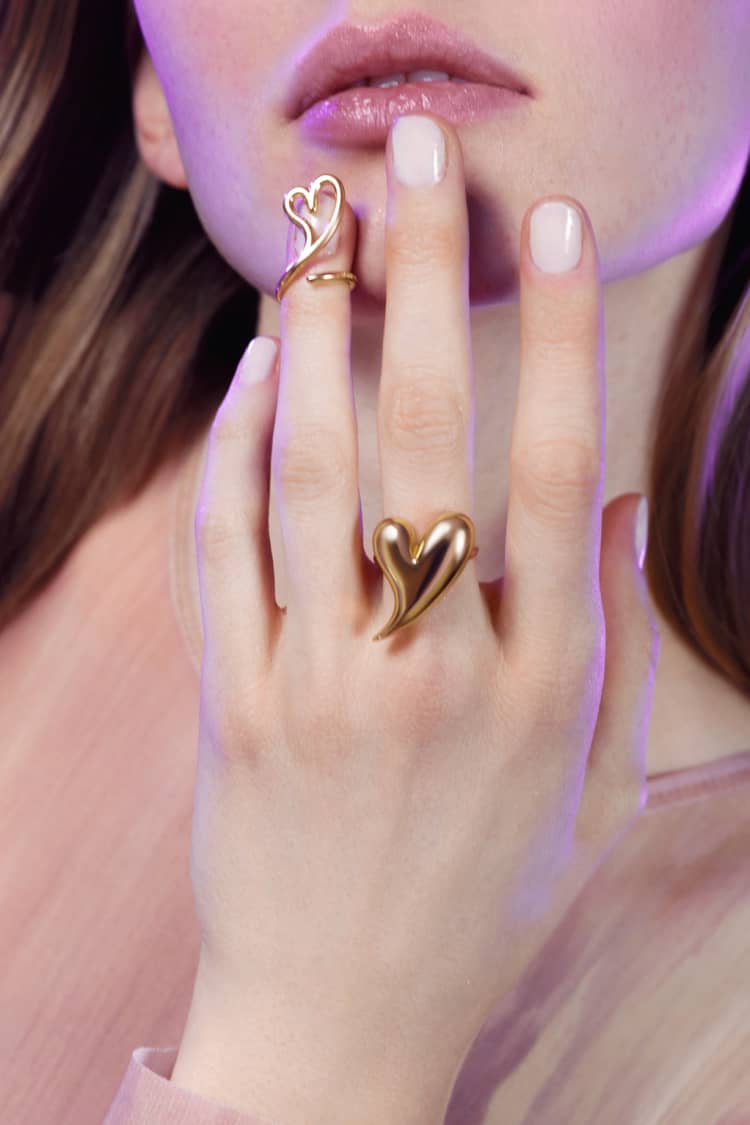 Heart Shaped Love Ring in 18k Gold Finish