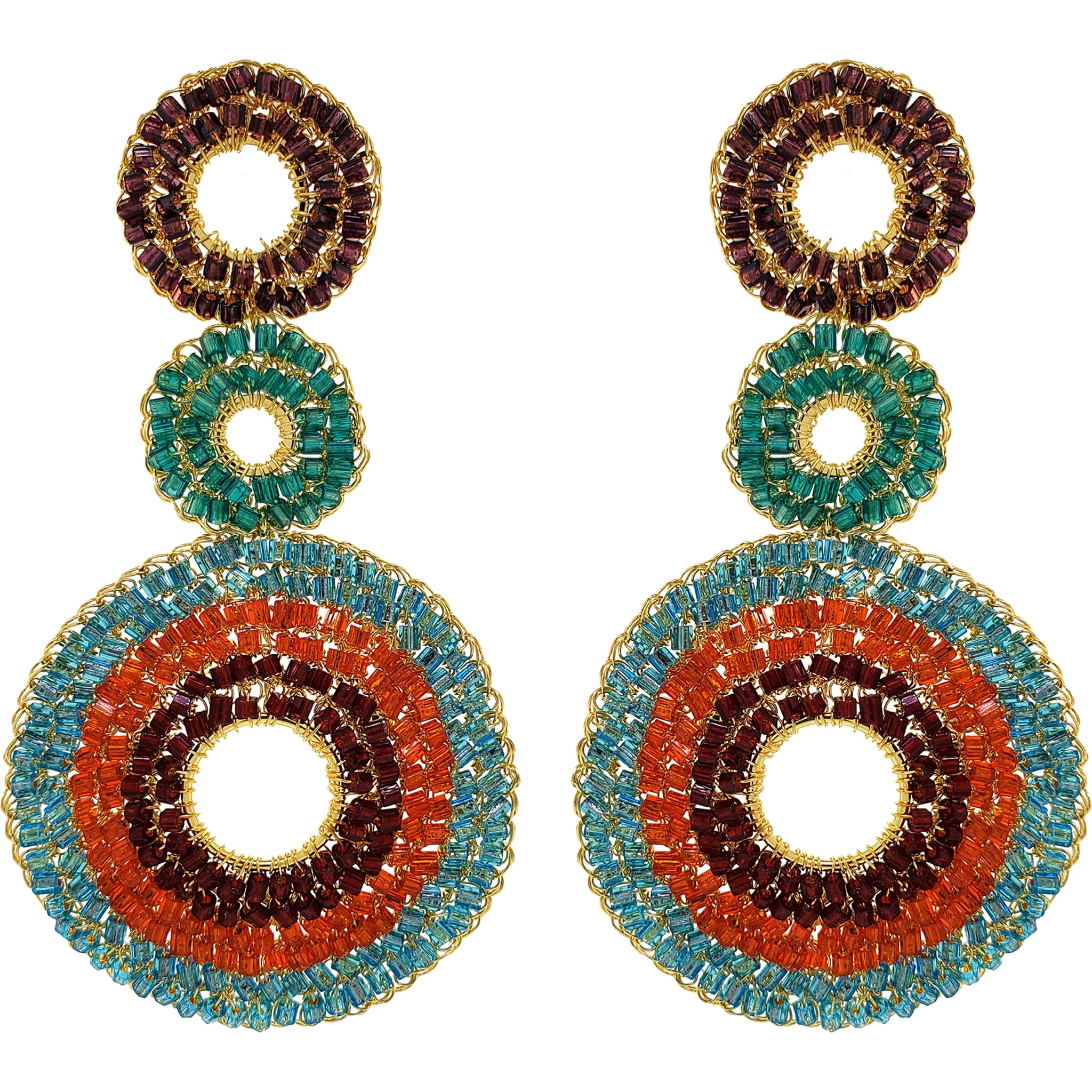 Multicolor & Gold Gia Handmade Cascade Earrings