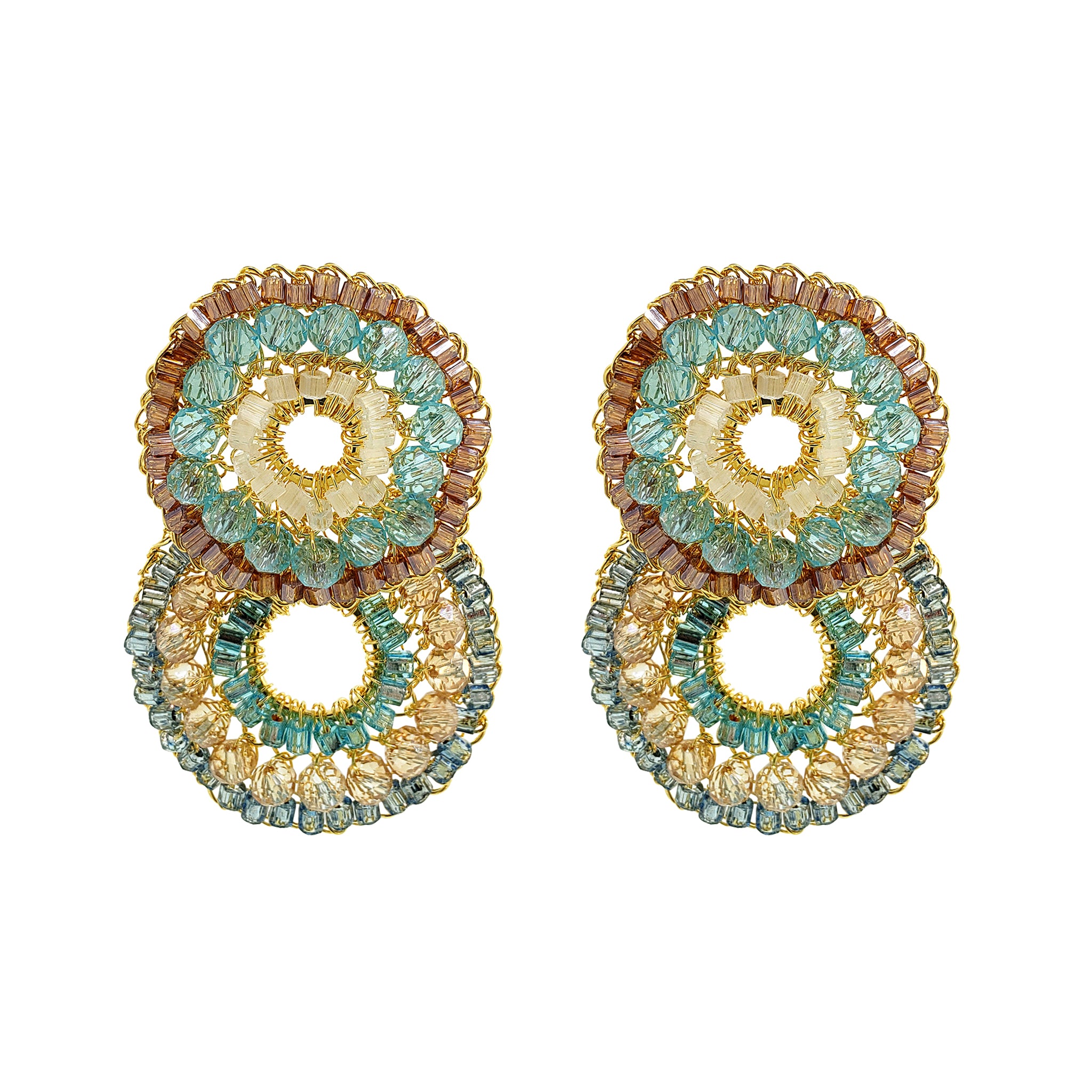 Seafoam Blue Mix Gush Small Handmade Crochet Earrings