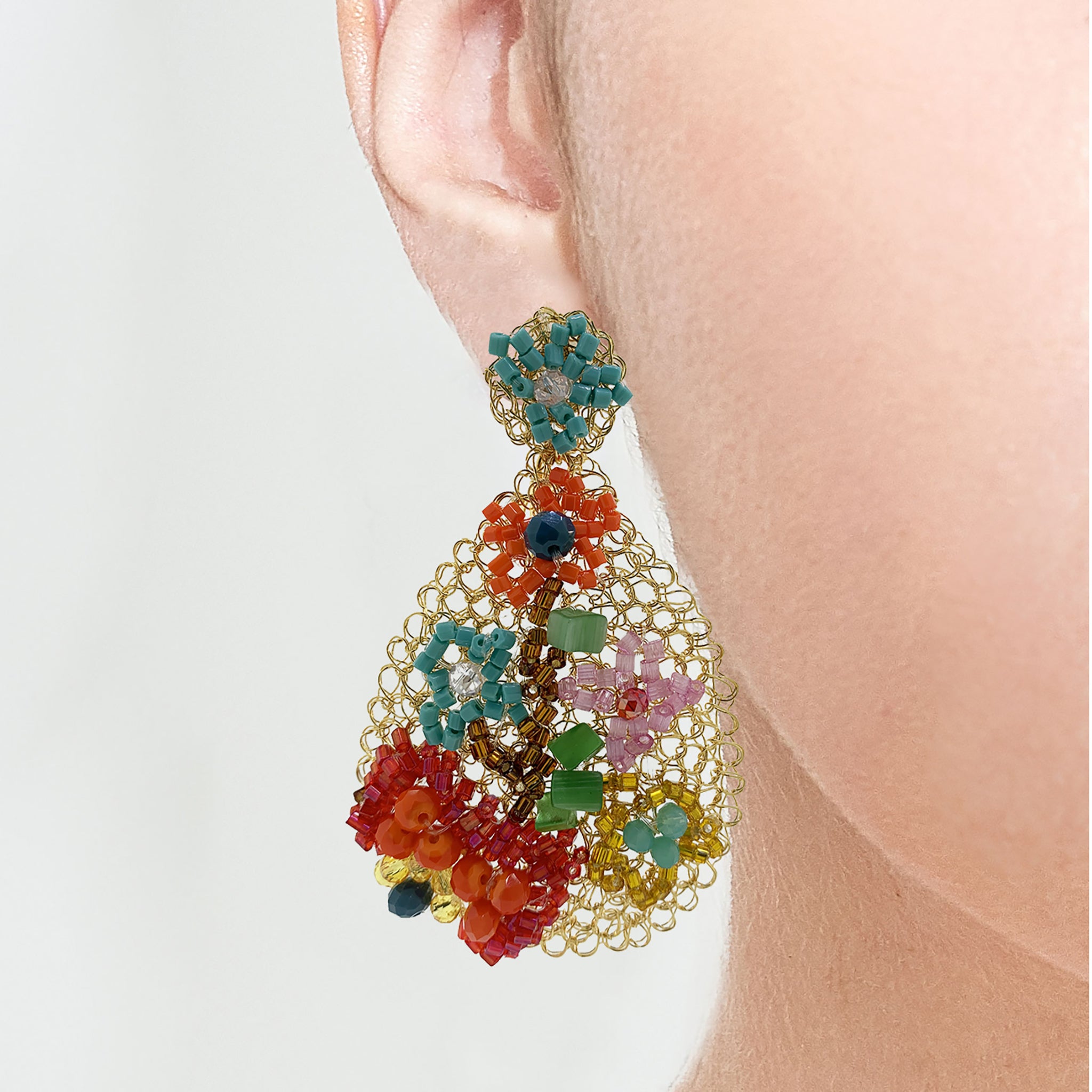 Multicolor Florence Handmade Embroidered Earrings