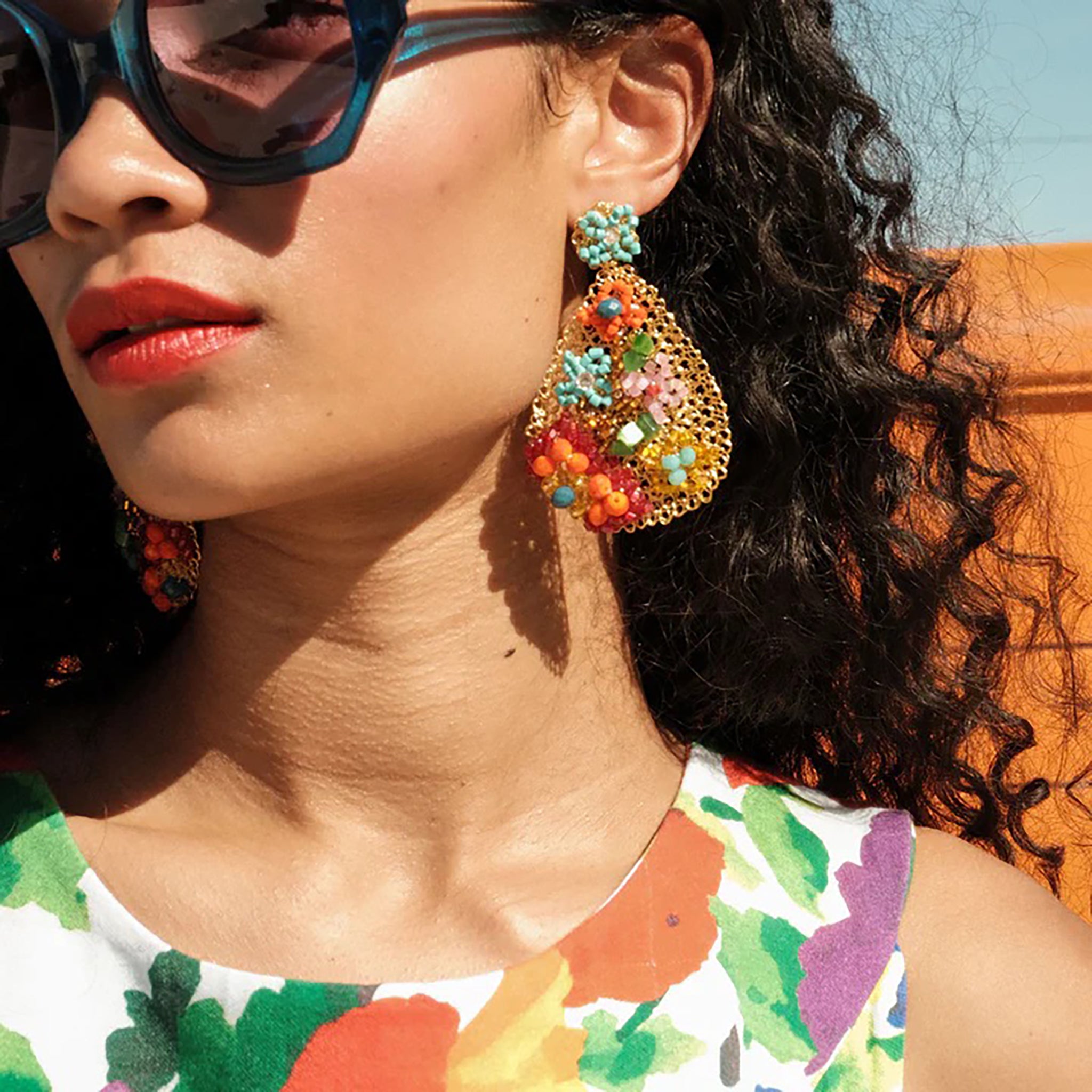 Multicolor Florence Handmade Embroidered Earrings
