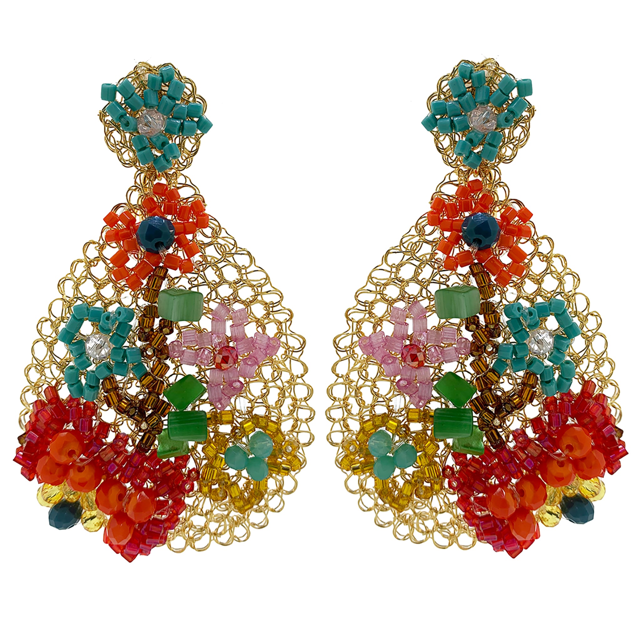 Multicolor Florence Handmade Embroidered Earrings