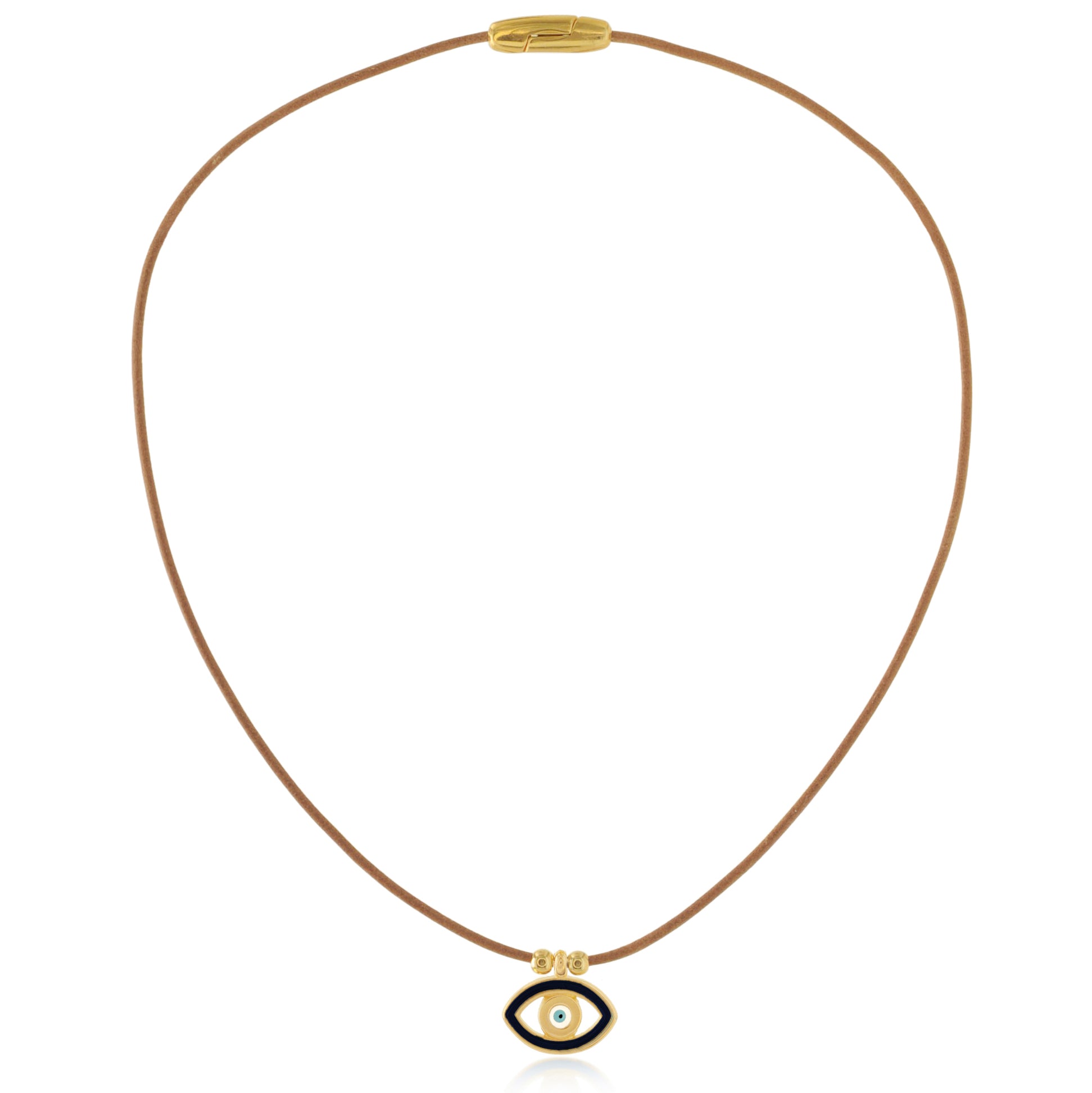 Enamel Eye Drop Leather Necklace