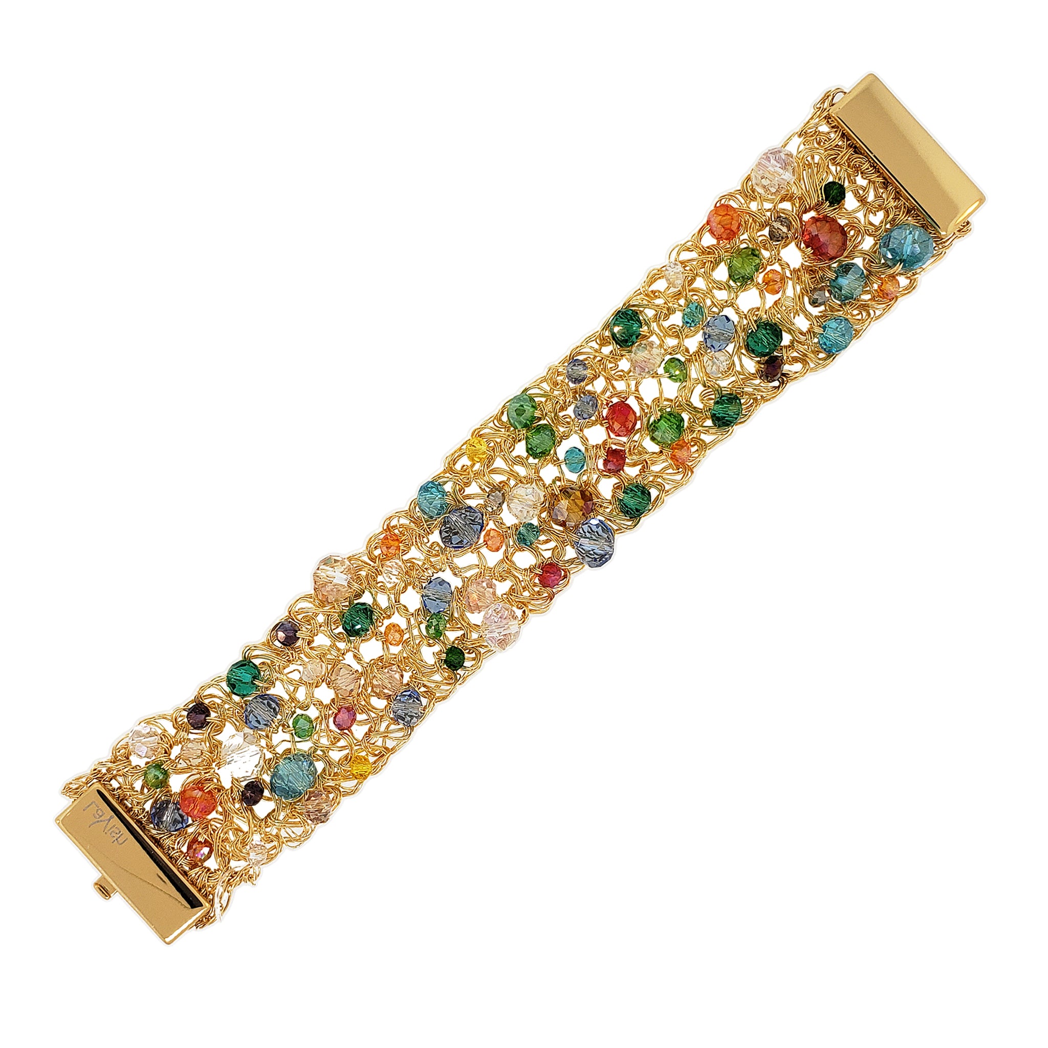 Multicolor & Gold Aurora Handmade Crochet Bracelet