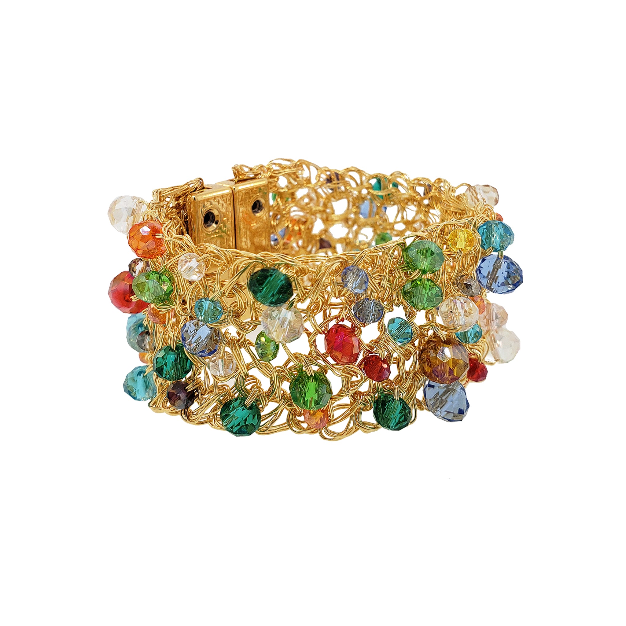 Multicolor & Gold Aurora Handmade Crochet Bracelet